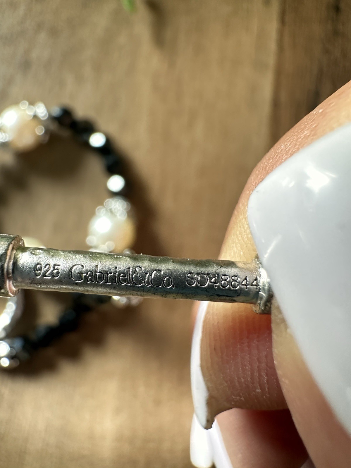 Gabriel & Co Ladies 2014 Roaring 20’s Toggle Sterling Bracelet Black Onyx Pearl