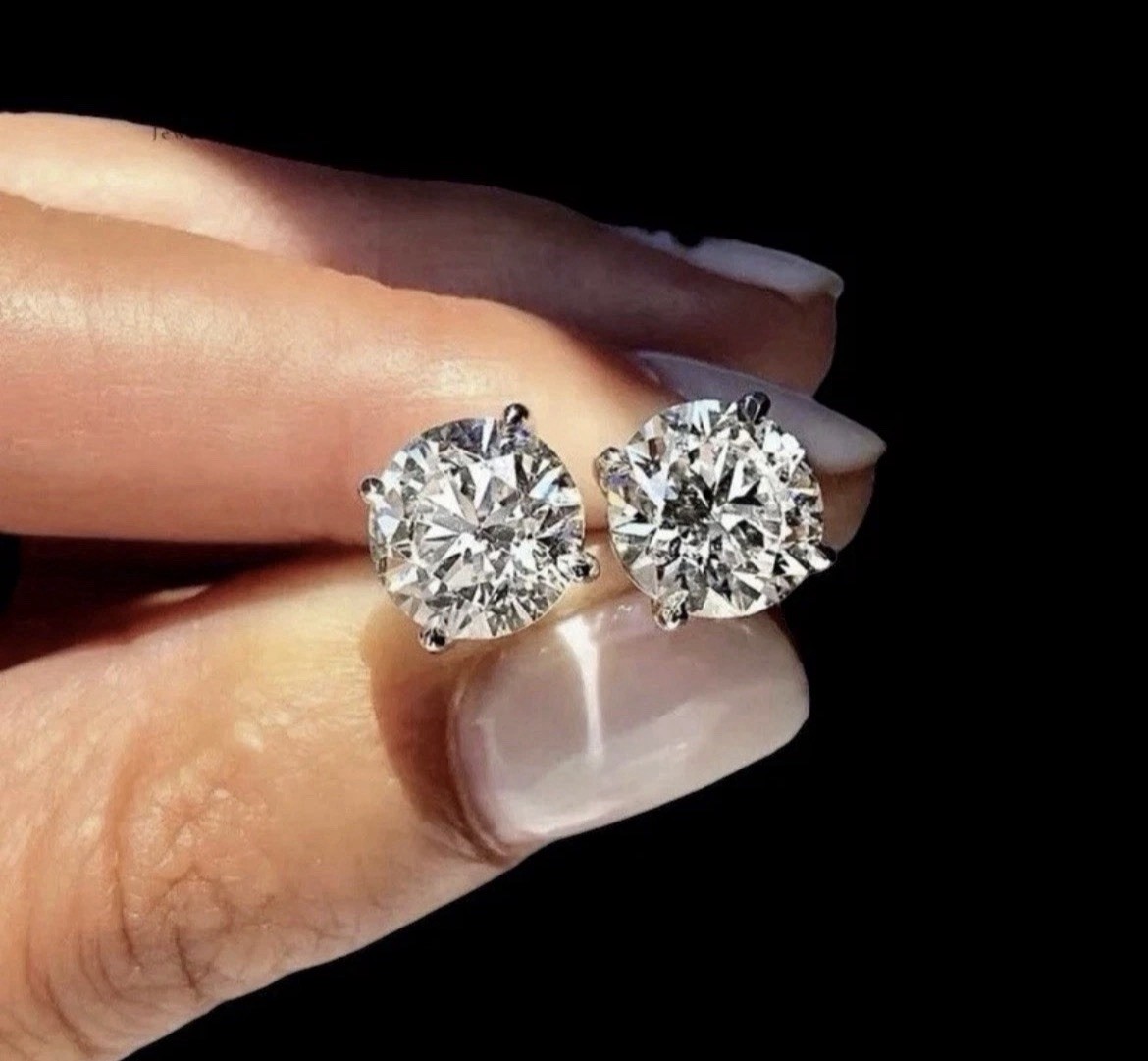 GRA Certified 2.0ctw Round Cut Diamond Stud Earrings in Silver, 6.5mm unisex