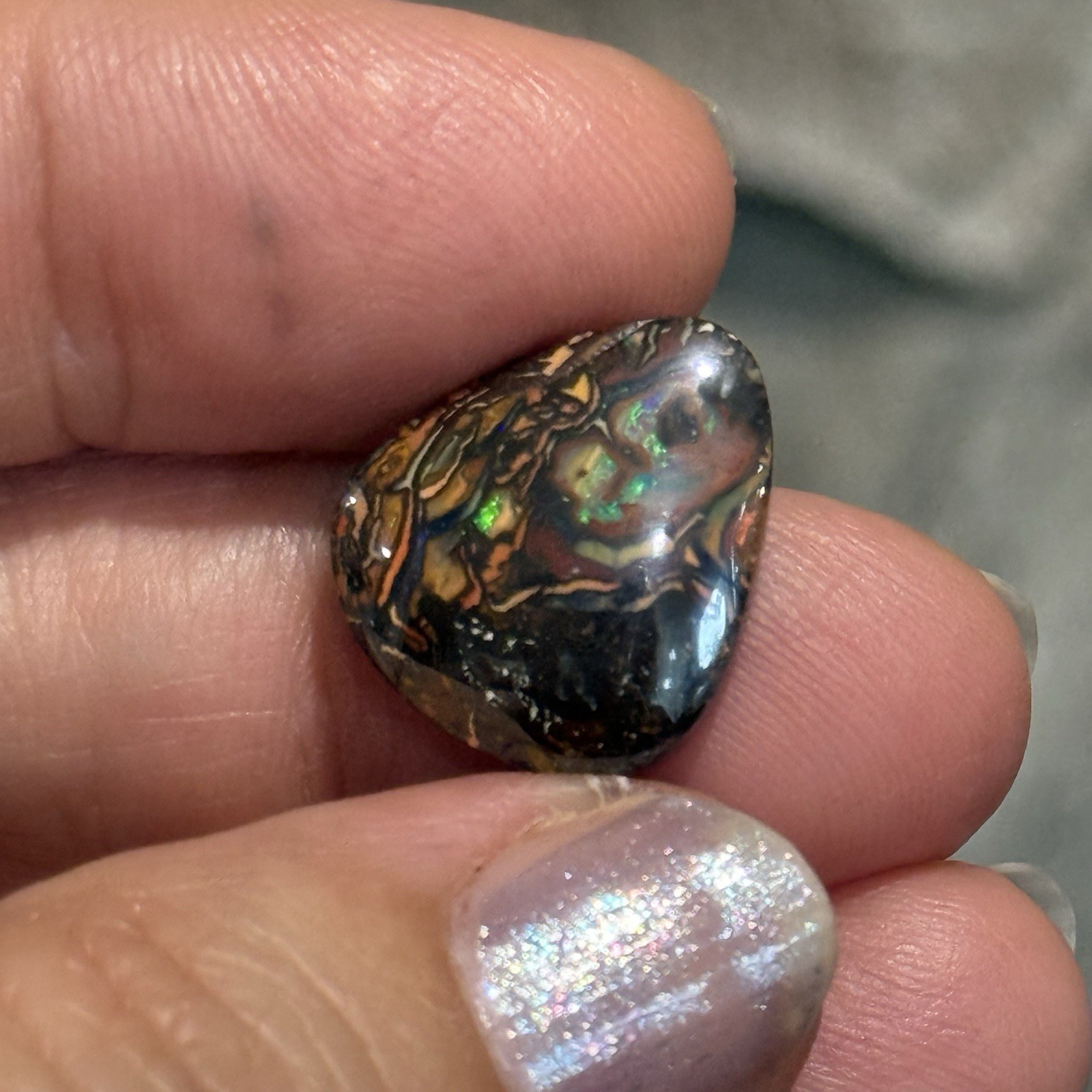 9.7ct 17x15x4.3mm Colorful Australian Koroit Boulder Opal Drop Cabochon Gem