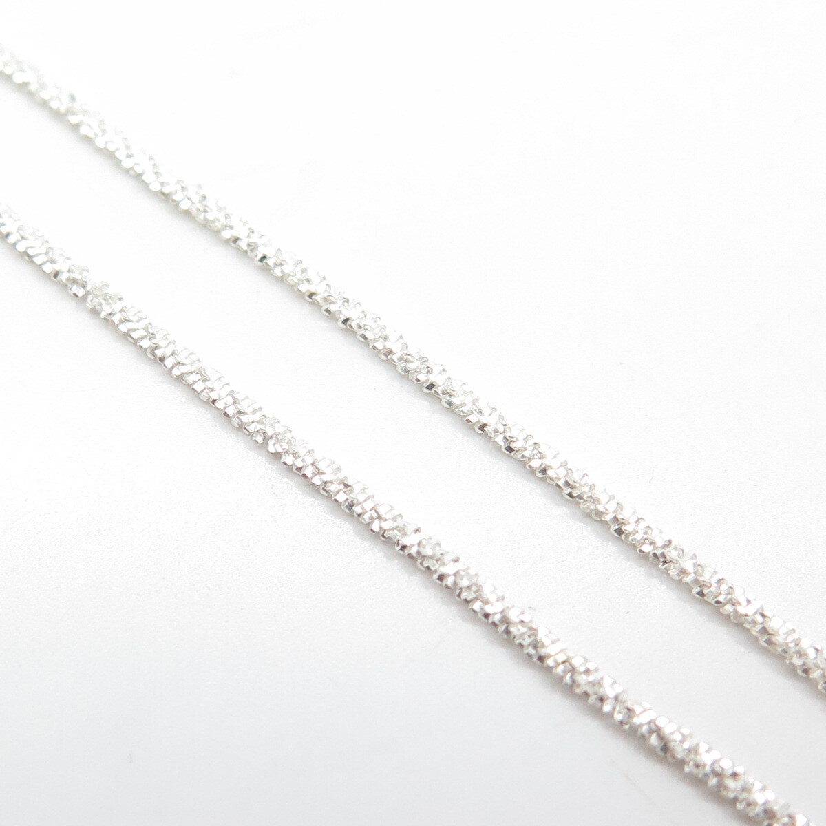 925 Sterling Silver Italy Sparkle Glitter Margarita Twisted Chain Necklace 16″