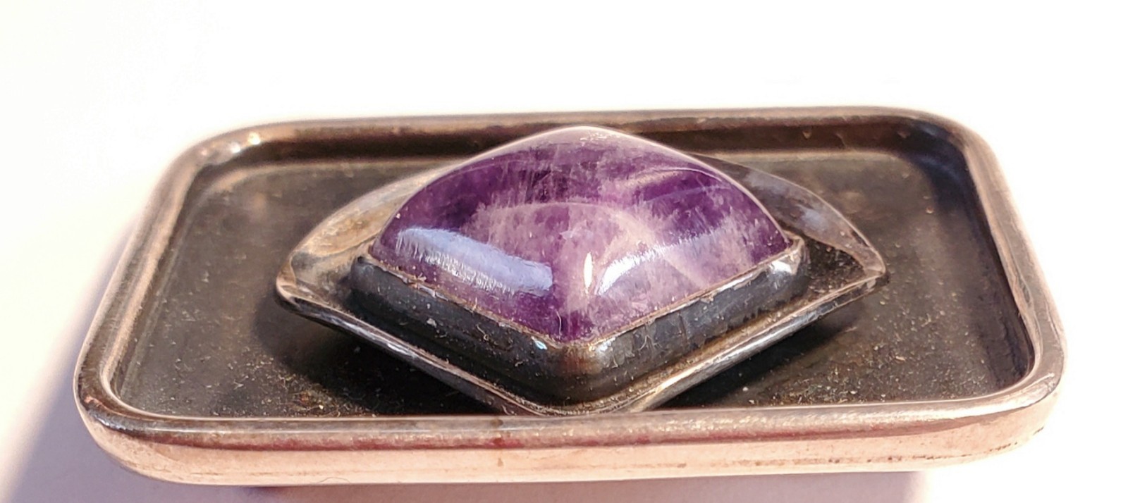 Vintage Modernist Style Brooch, Sterling Silver & Amethyst, WWL S. Africa 15.7 g