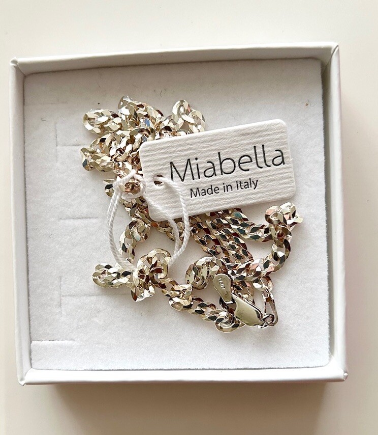 Miabella 925 Sterling Silver Italian 3.2mm Diamond Cut Cuban Link Chain 21”