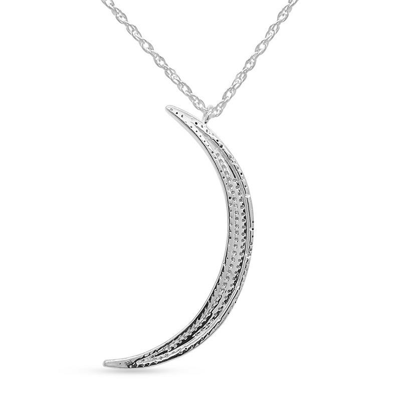 0.44 CT Round Crescent Moon Pendant Necklace In 14K Gold Plated