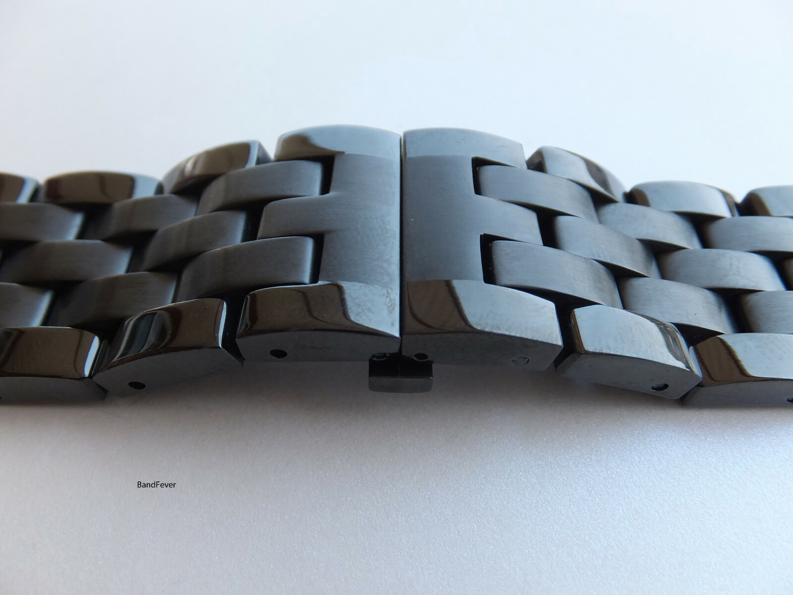 18mm Black SOLID Butterfly Clasp Buckle PVD Stainless Steel Watch Band Bracelet