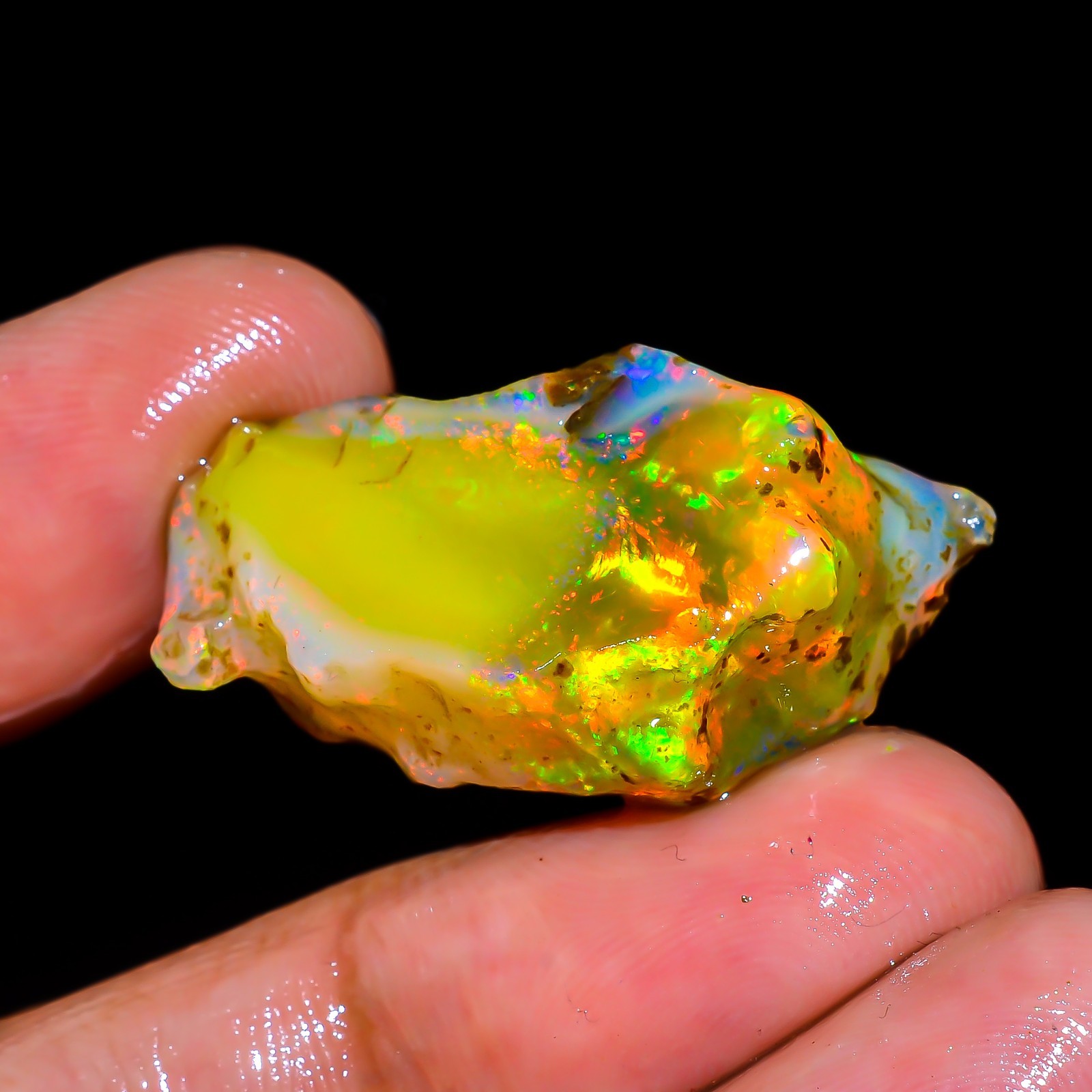 AAA Natural Ethiopian Opal Rough Specimen Welo Fire Crystal Opal Approx 21 Ct.