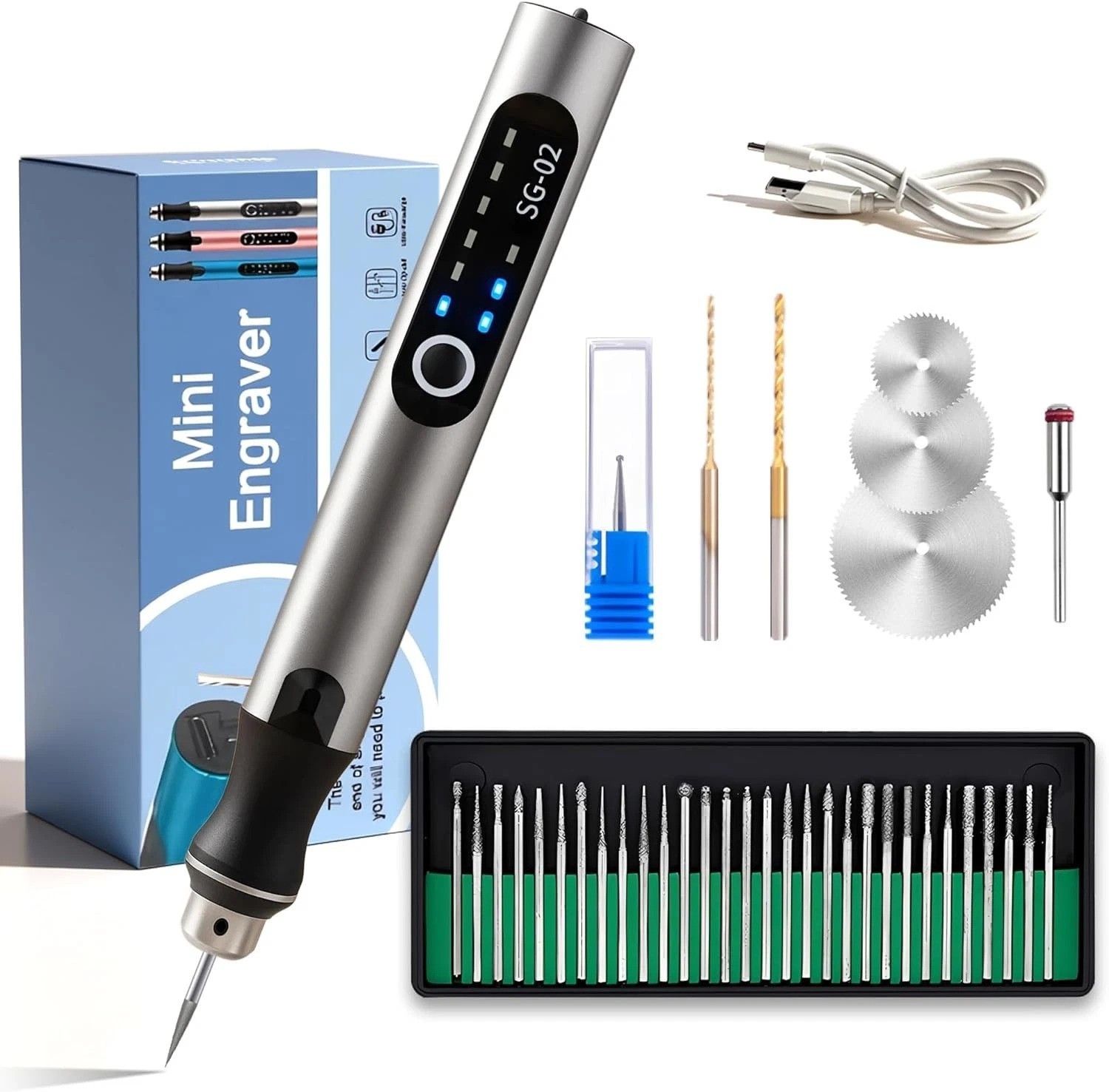 USB Rechargeable Cordless Engraving Pen with 35 Bits for Precision Crafting