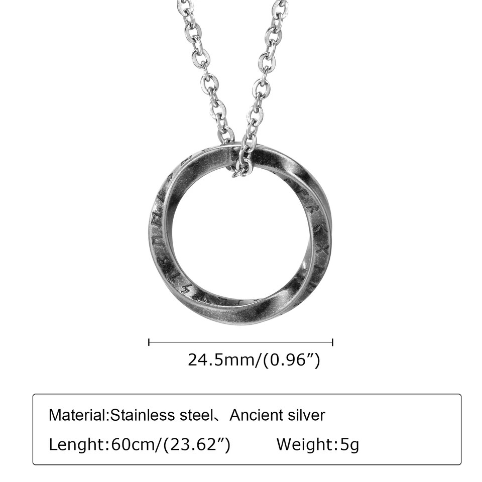 Mobius Pendant Necklace Stainless Steel Round Waterproof Symbol Chain Jewelry