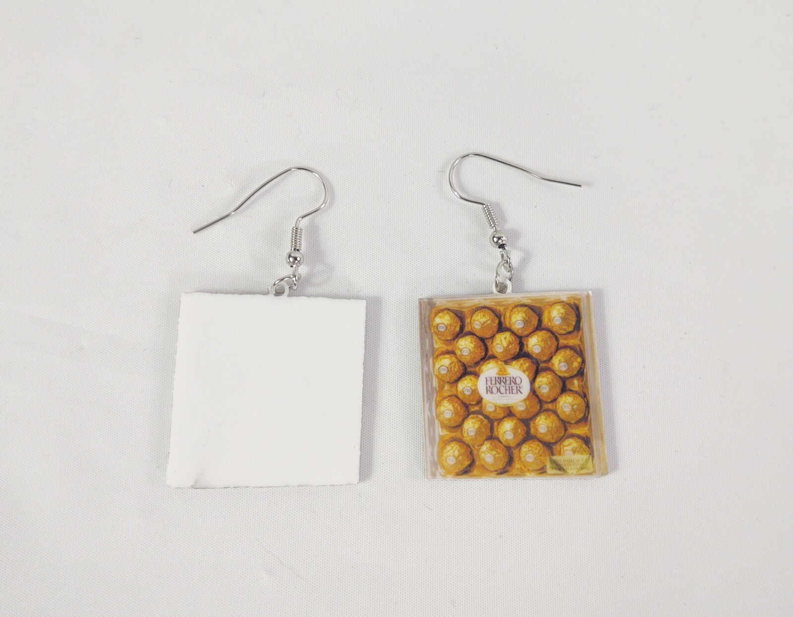 Hook Drop Dangle Pierced Earrings Ferrero Rocher Candy Sweets Costume Jewelry