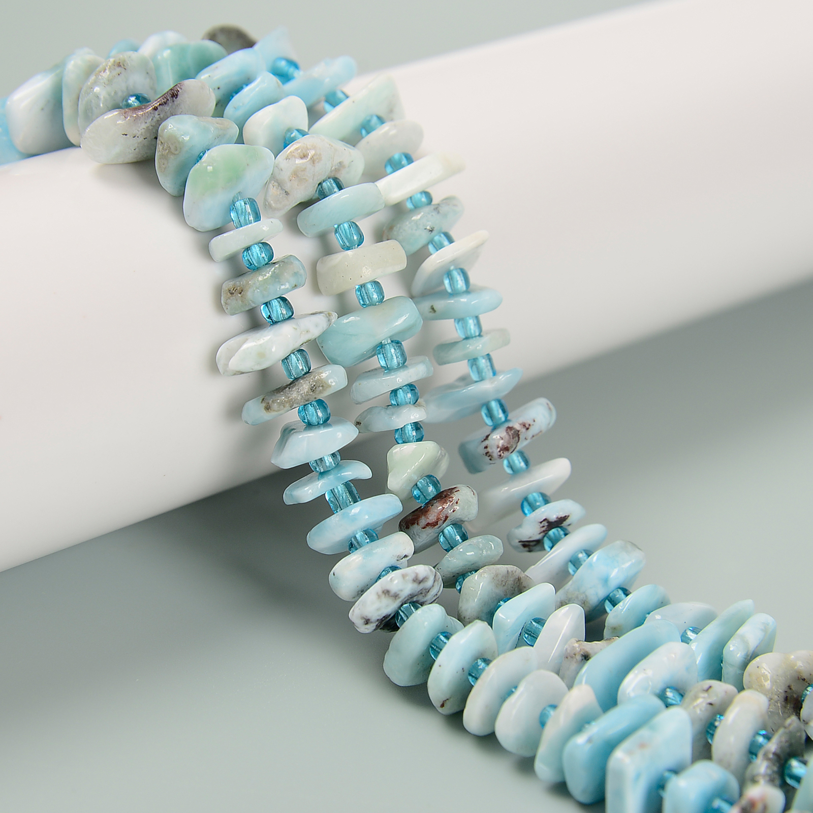 Natural Larimar Irregular Pebble Nugget Slice Beads Size 3-4×8-12mm 15.5”Strand