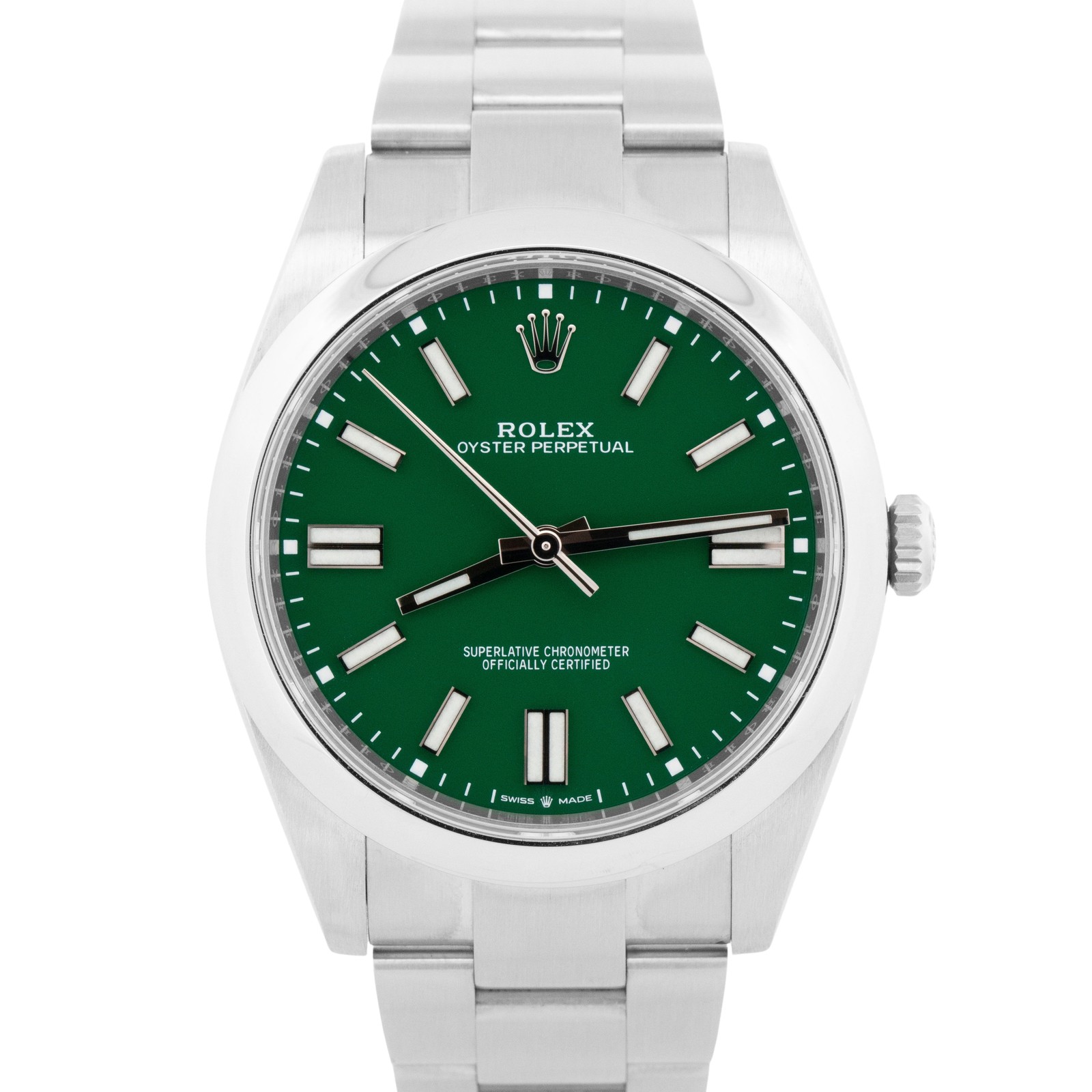 2023 PAPERS Rolex Oyster Perpetual 41mm GREEN Stainless Steel Watch 124300 BOX