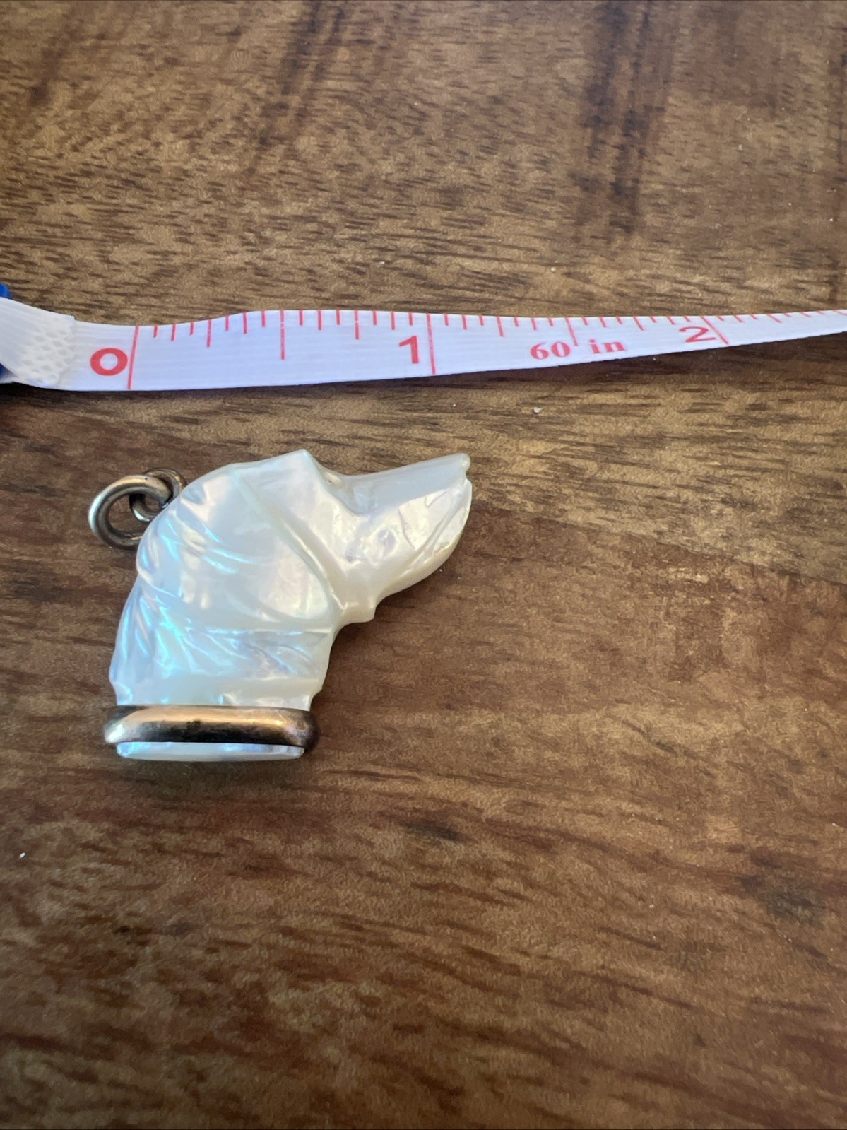 Vintage Art Deco Carved Mother Of Pearl Dog Gold Filled Charm