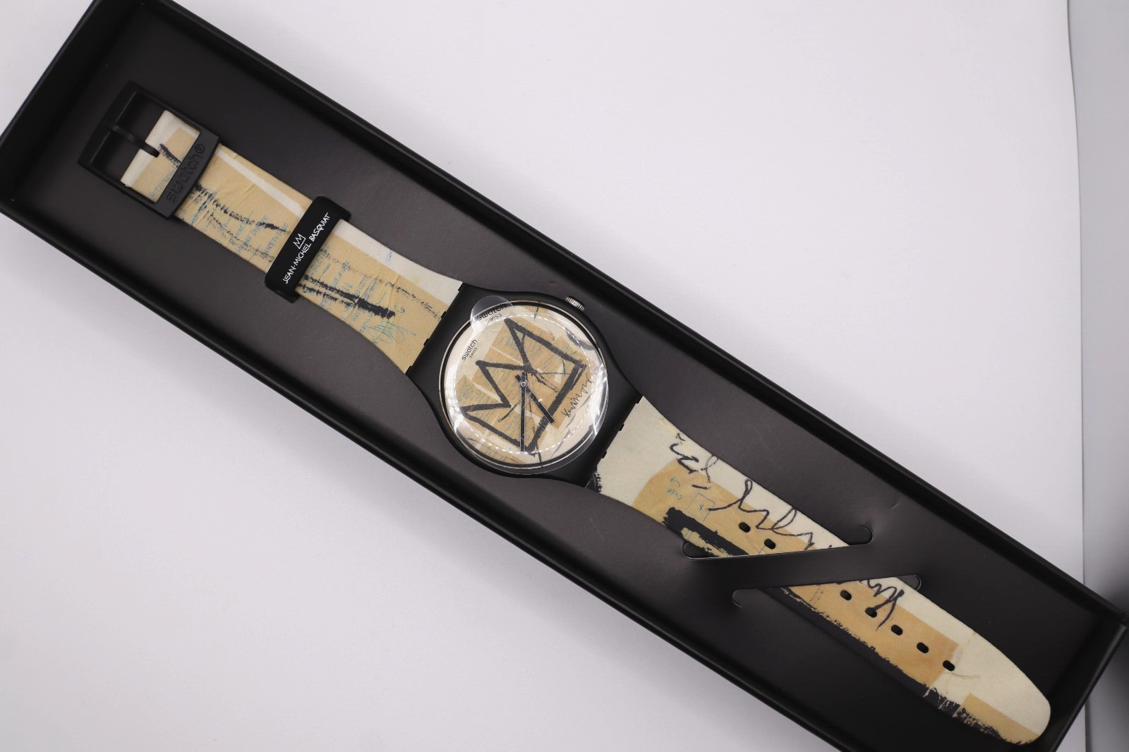 New Swiss Made Swatch UNTITLED BY JEAN-MICHEL BASQUIAT SUOZ355 ART 41MM ART Work