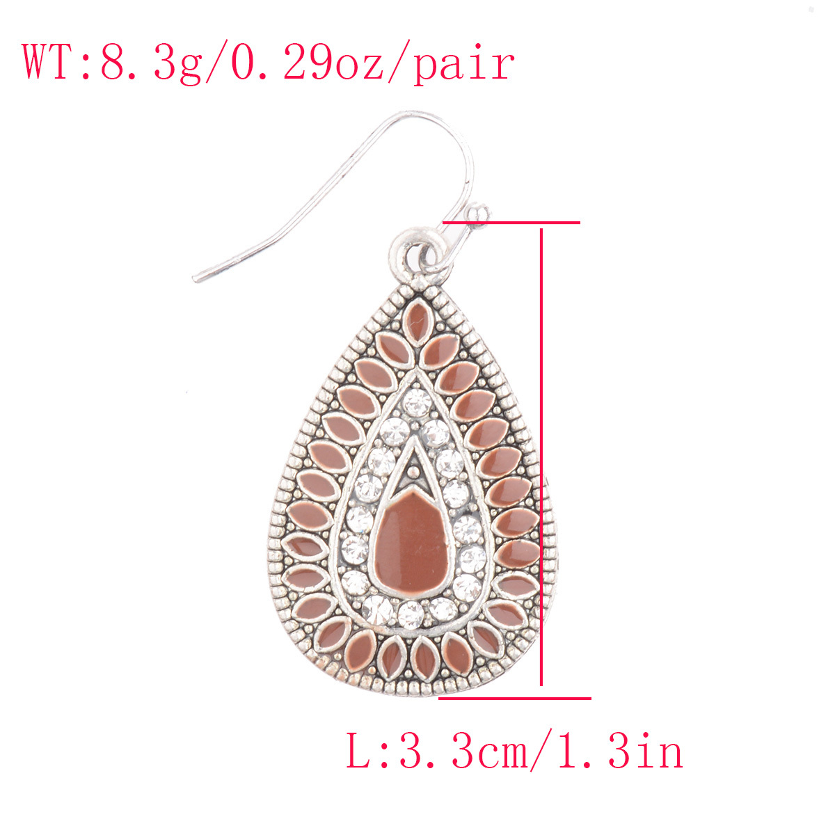 New Vintage Bohemian Boho Ethnic Antique Oval Water Drop Carved Dangle Earrings