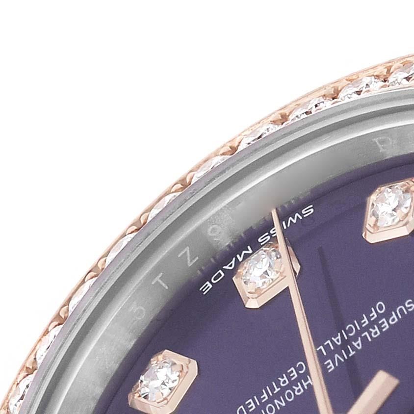 Rolex Datejust Steel Rose Gold Diamond Purple Dial Ladies Watch 279381