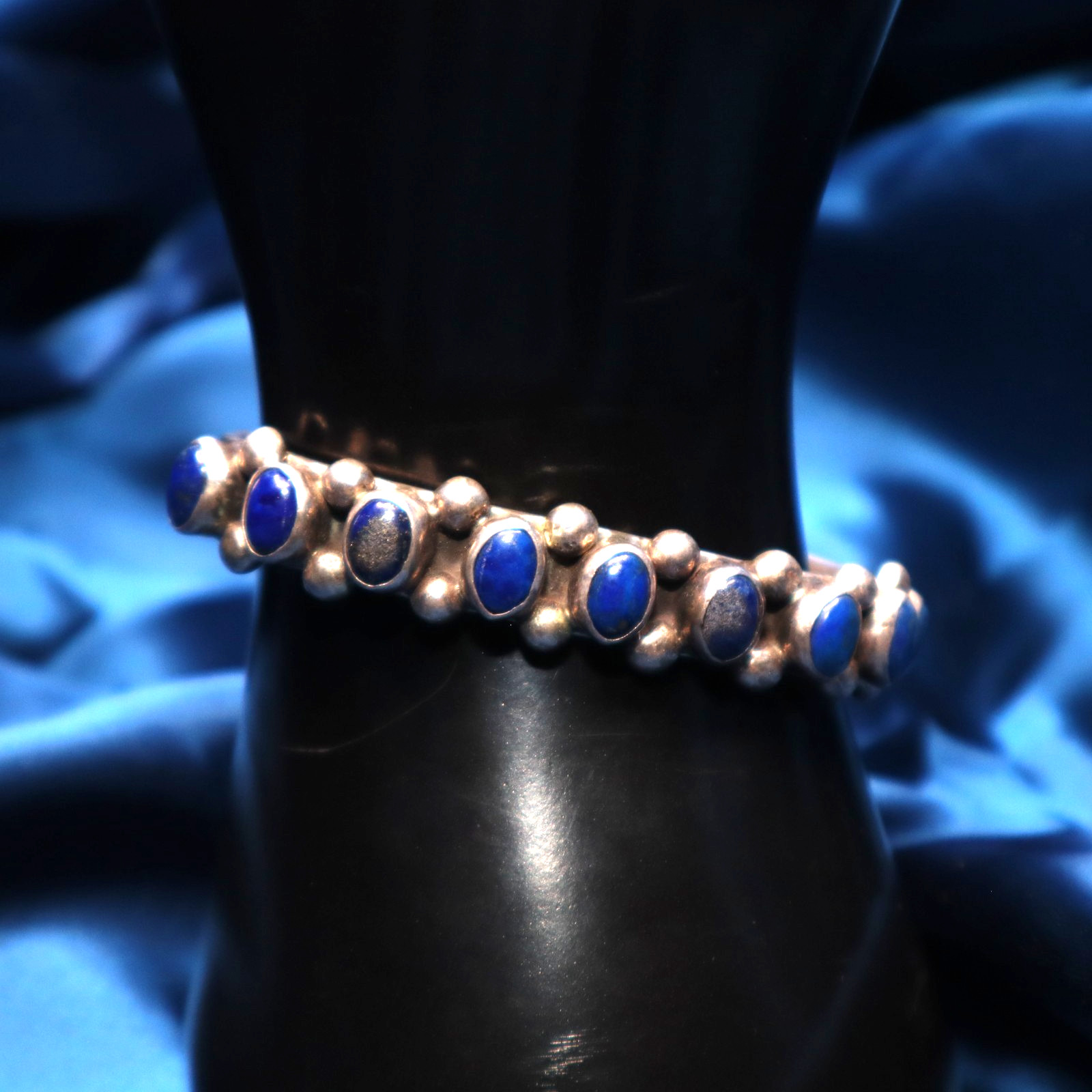 Chimney Butte Lapis Lazuli Gemstone and Sterling Silver 12.8mm Cuff Bracelet
