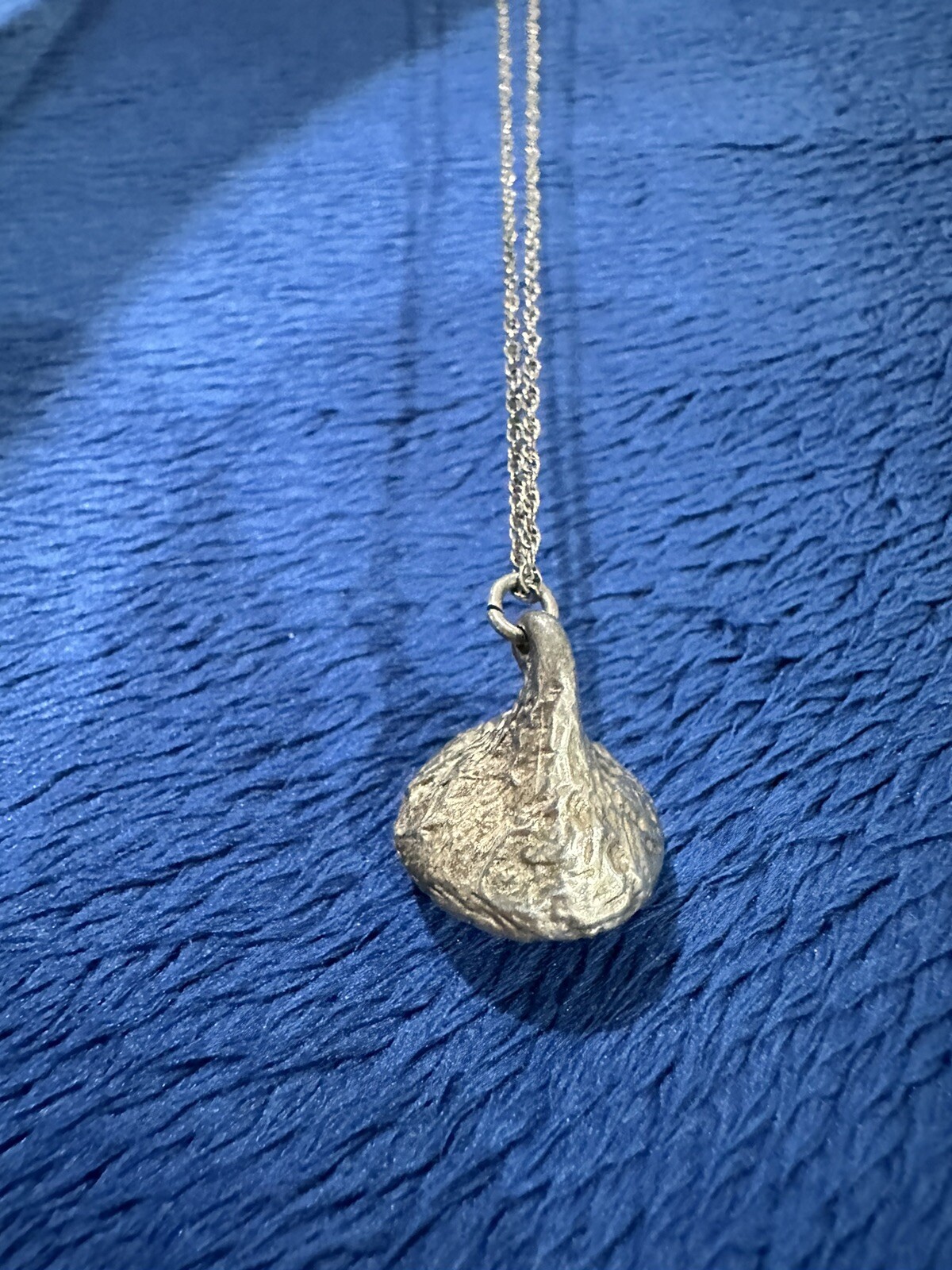 Vtg Sterling Silver 925 JCF Hershey Chocolate Kiss Pendant Necklace, 18”