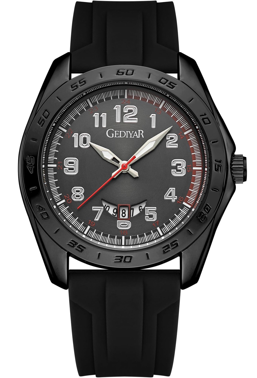 Mens Wrist Watch Big Dial Numbers Casual Business Sport Waterproof Silicone Band