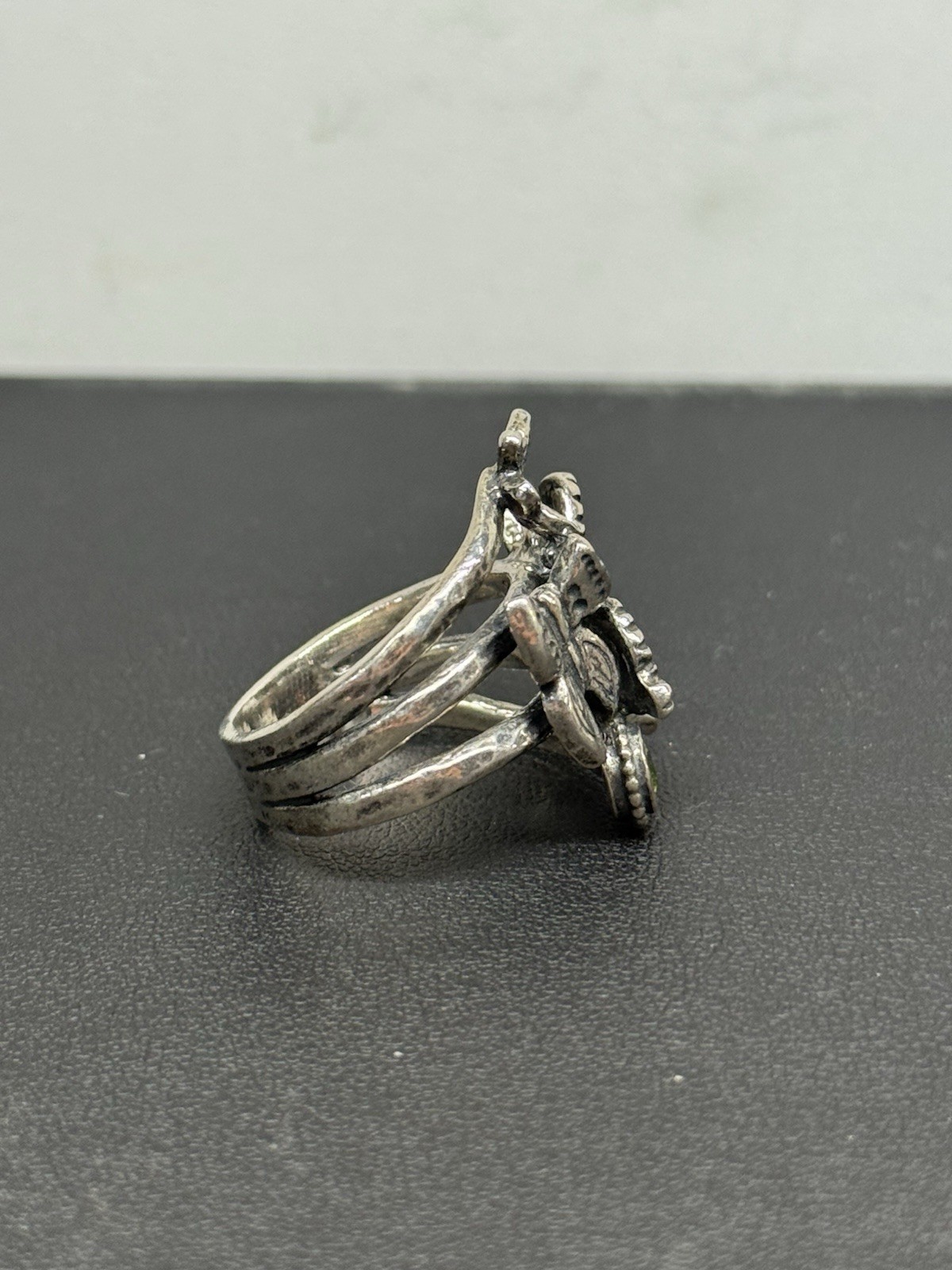 Paz Creations PZ Sterling Silver 925 Peridot Butterfly Ring Made in Israel Sz 8