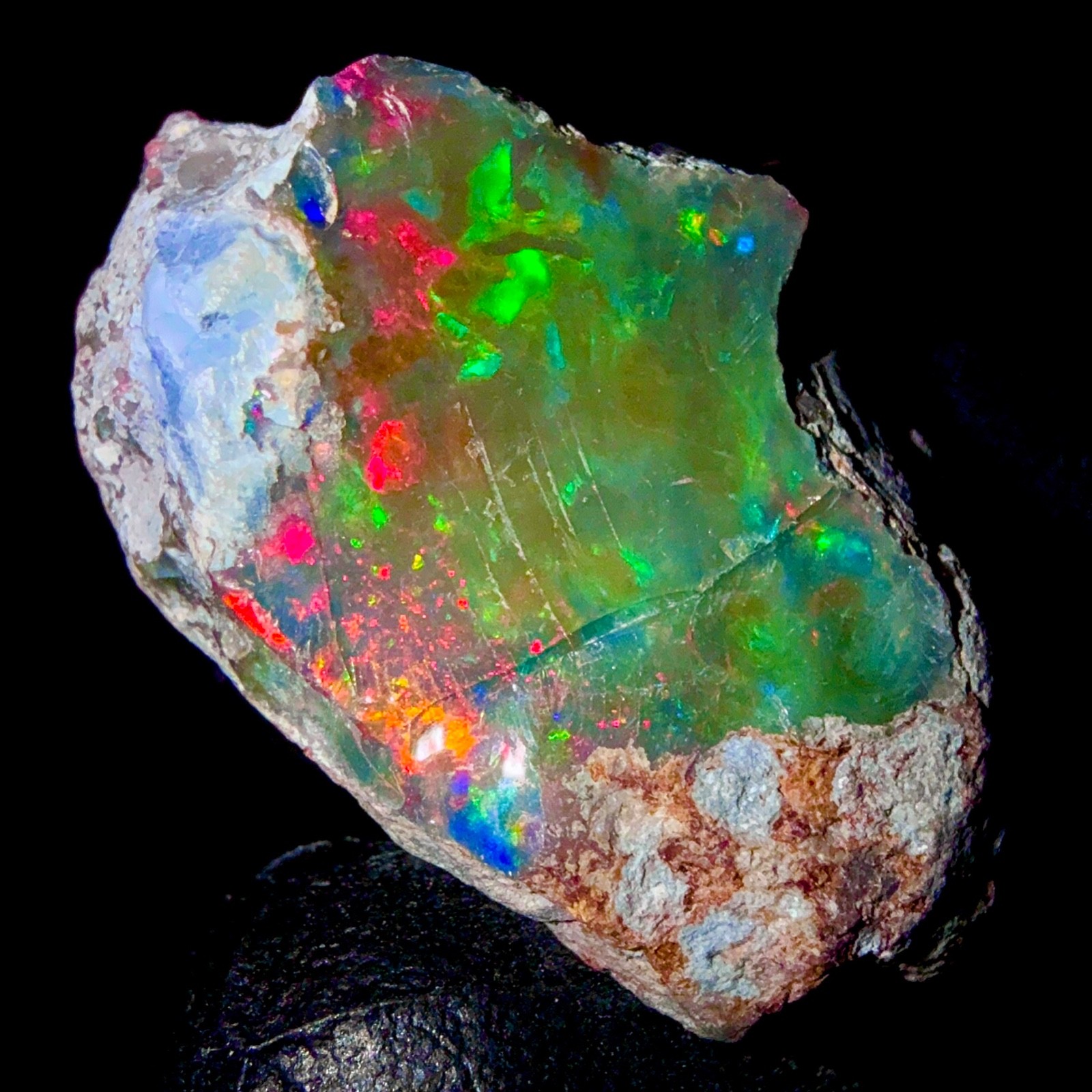 10 Ct Opal Rough, Jewelry Grade Black Welo Ethiopian Opal Rough, Multi Fire Opal