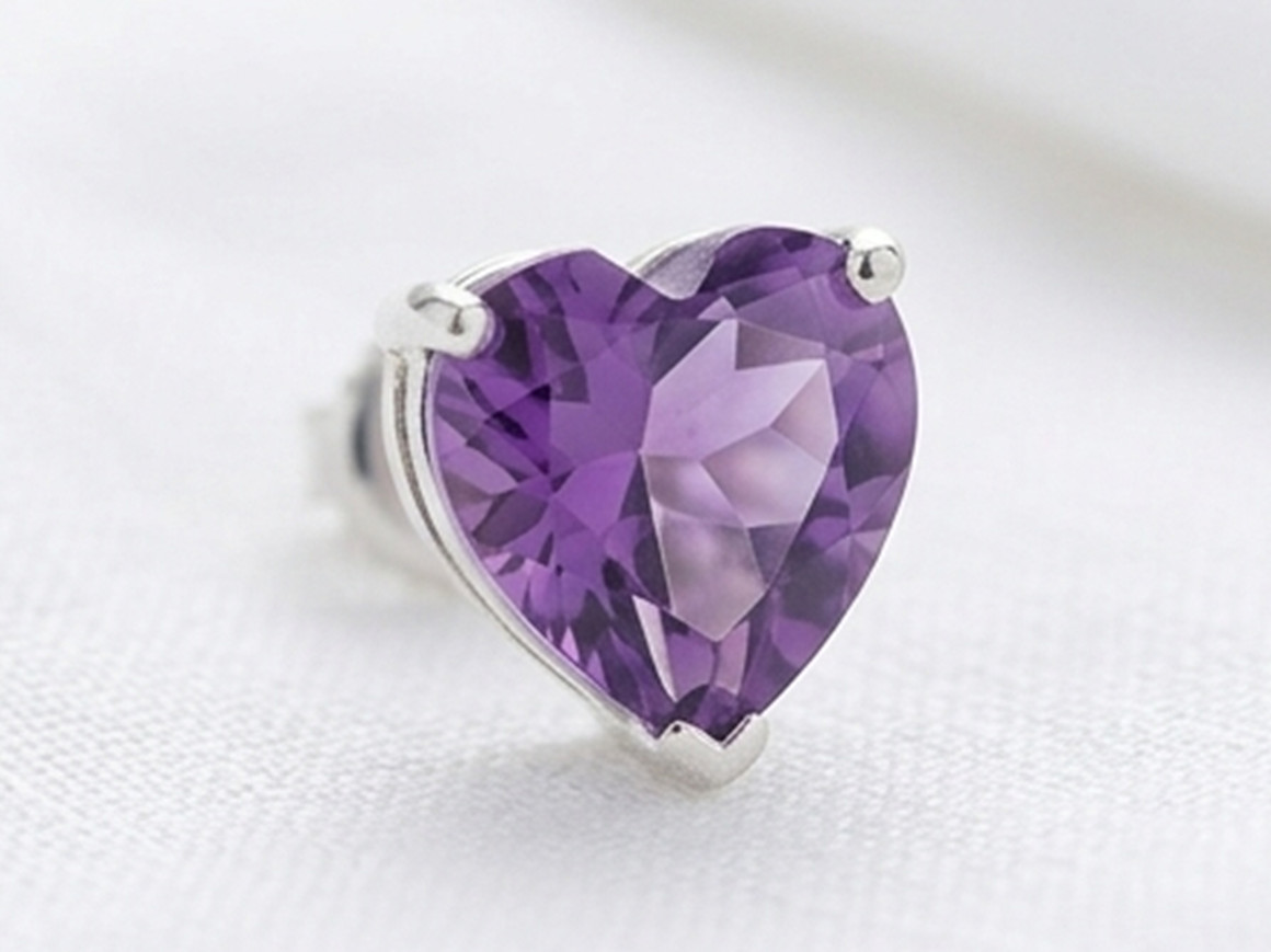 4ct Heart Simulated Purple Amethyst Stud Earrings 925 Sterling Silver Jewelry