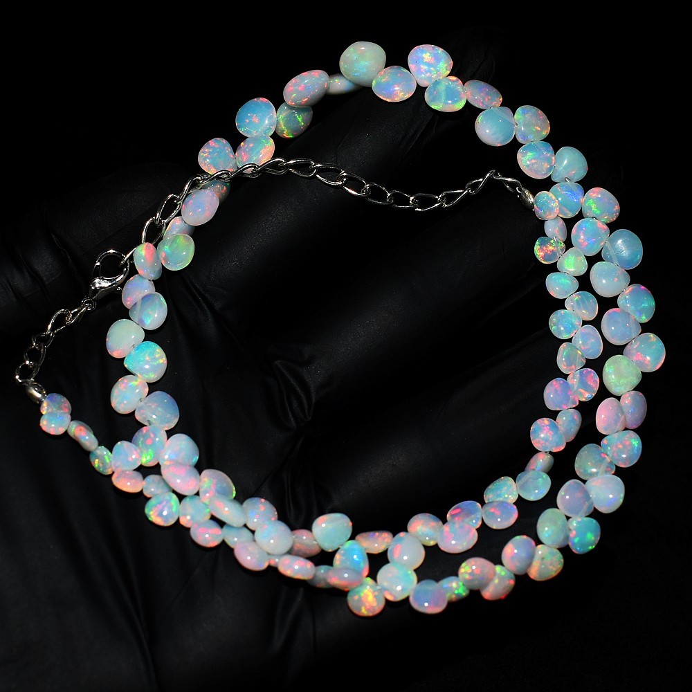 Very Attractive White Ethiopian Opal 67. Cts Beaded Fabulous Necklace VK 19 E711