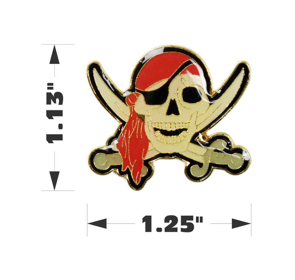 Enamel Pin – Jolly Roger Pirate Skull Eyepatch Bandana Sword Nautical Sea Outlaw