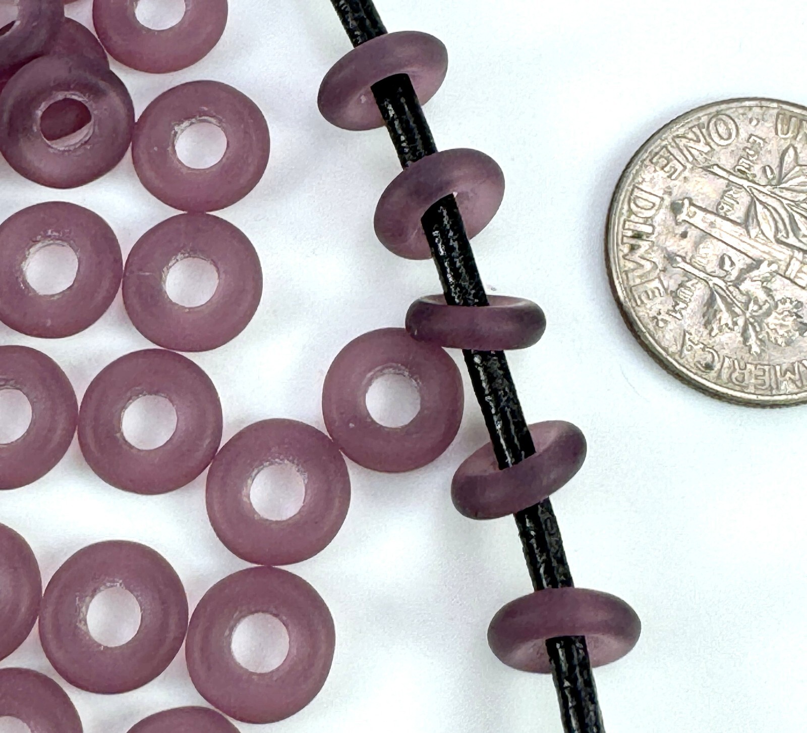 Large Hole Donut Beads, 8mm Amethyst w/Matte Finish, 20 Pieces, w50
