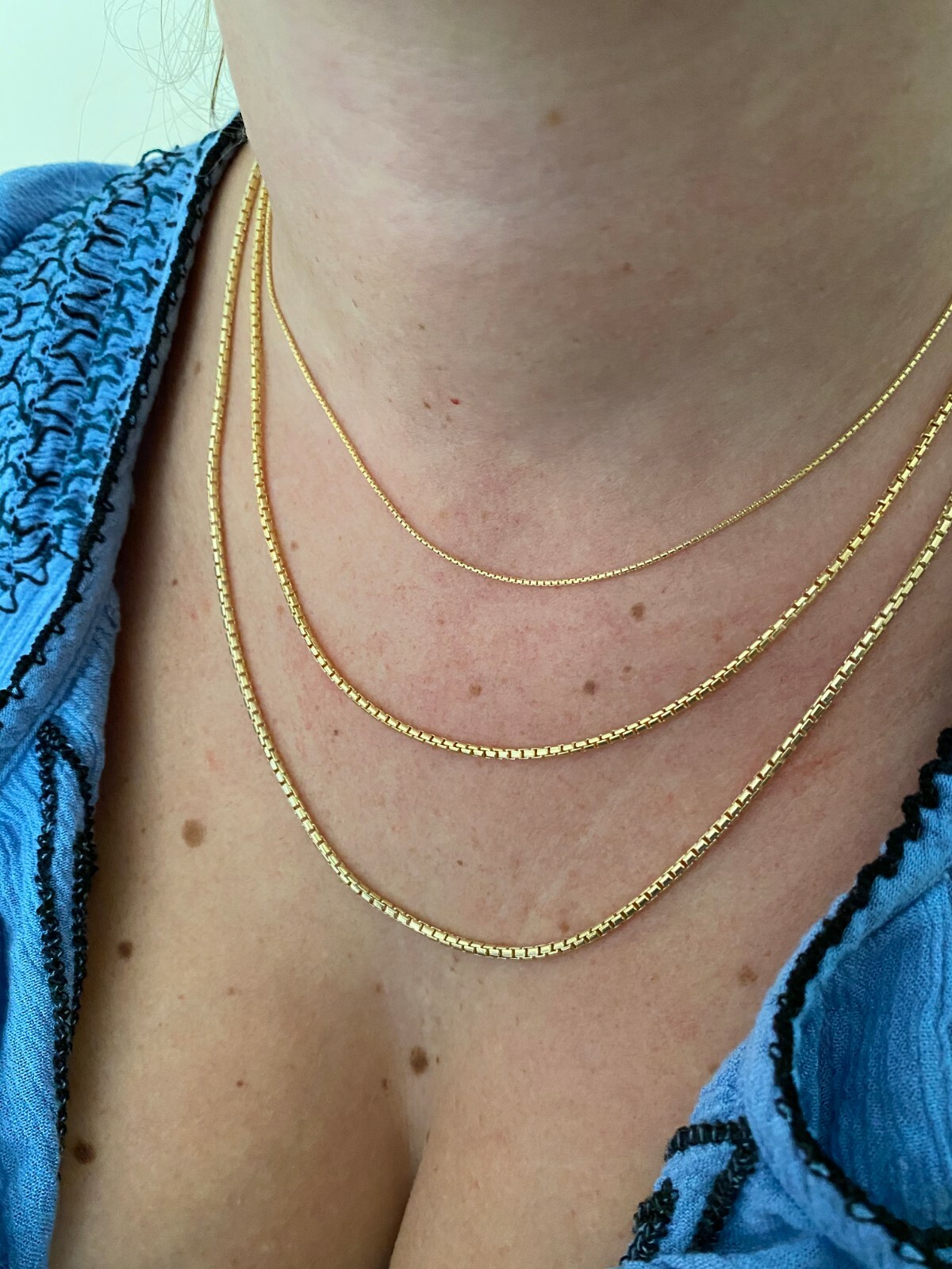 14k Gold Plated Solid 925 Sterling Silver Rounded Box Chain Necklace Men Ladies