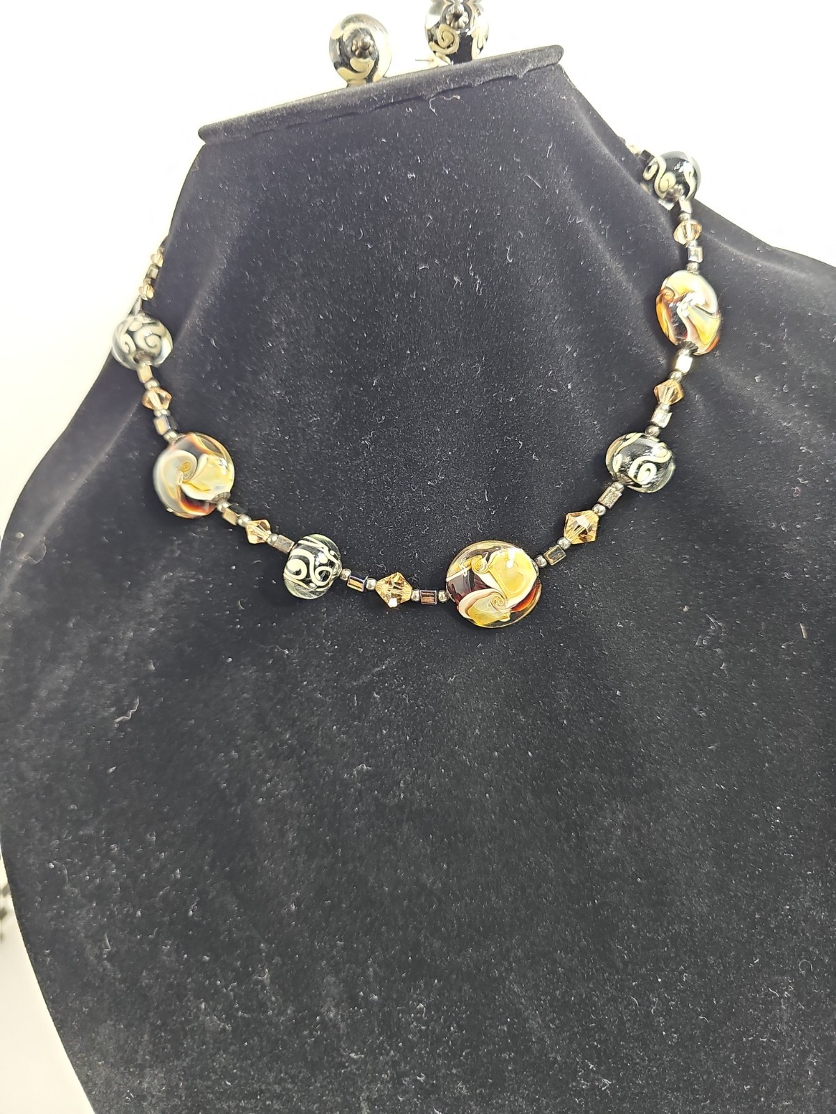 VTG Venetian MURANO GLASS 3 Piece Necklace 18in Stand – Hanging Earrings EUC