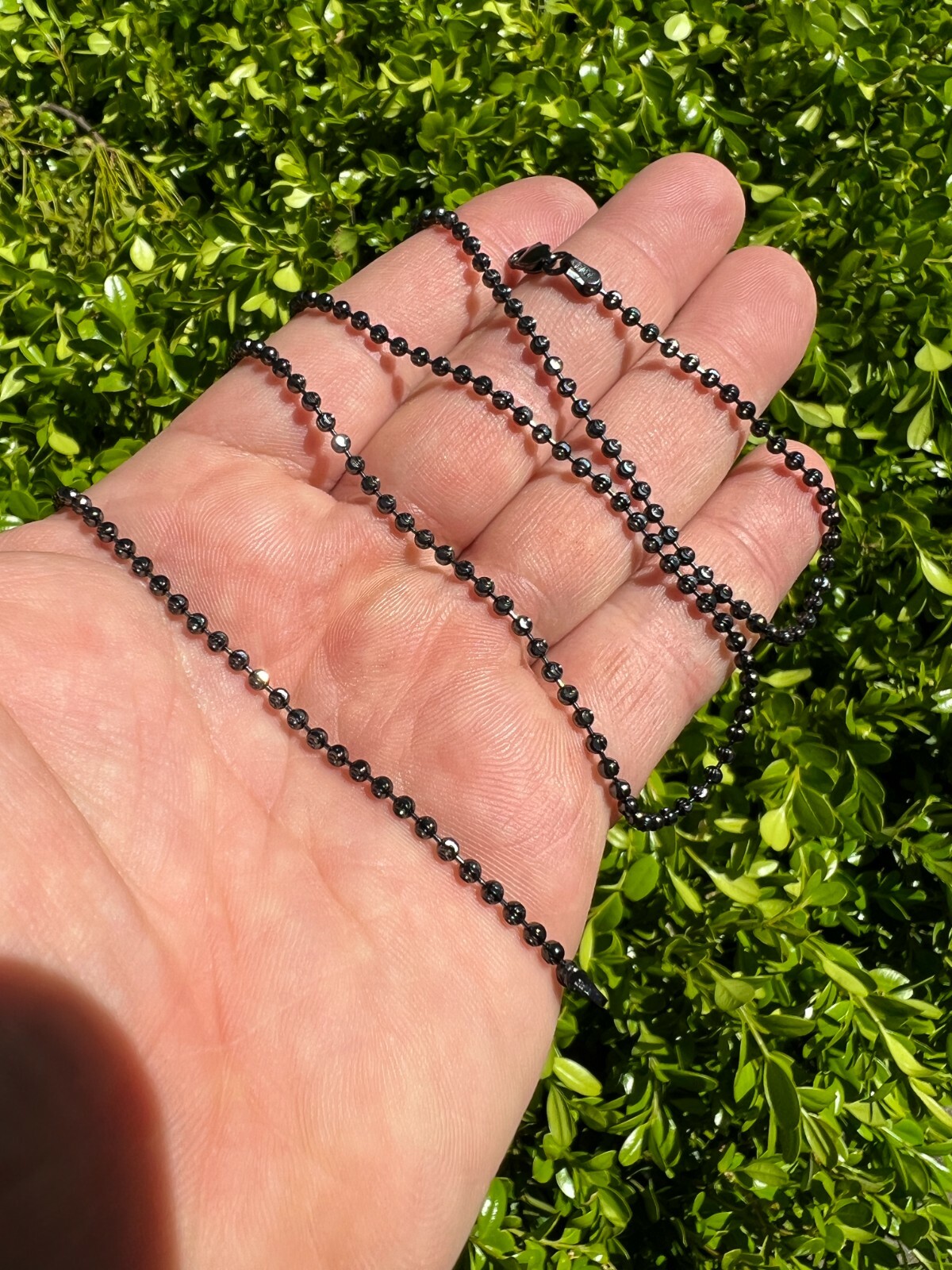 Ball Moon Bead Chain 2.5mm Necklace Black Rhodium Over Real 925 Sterling Silver