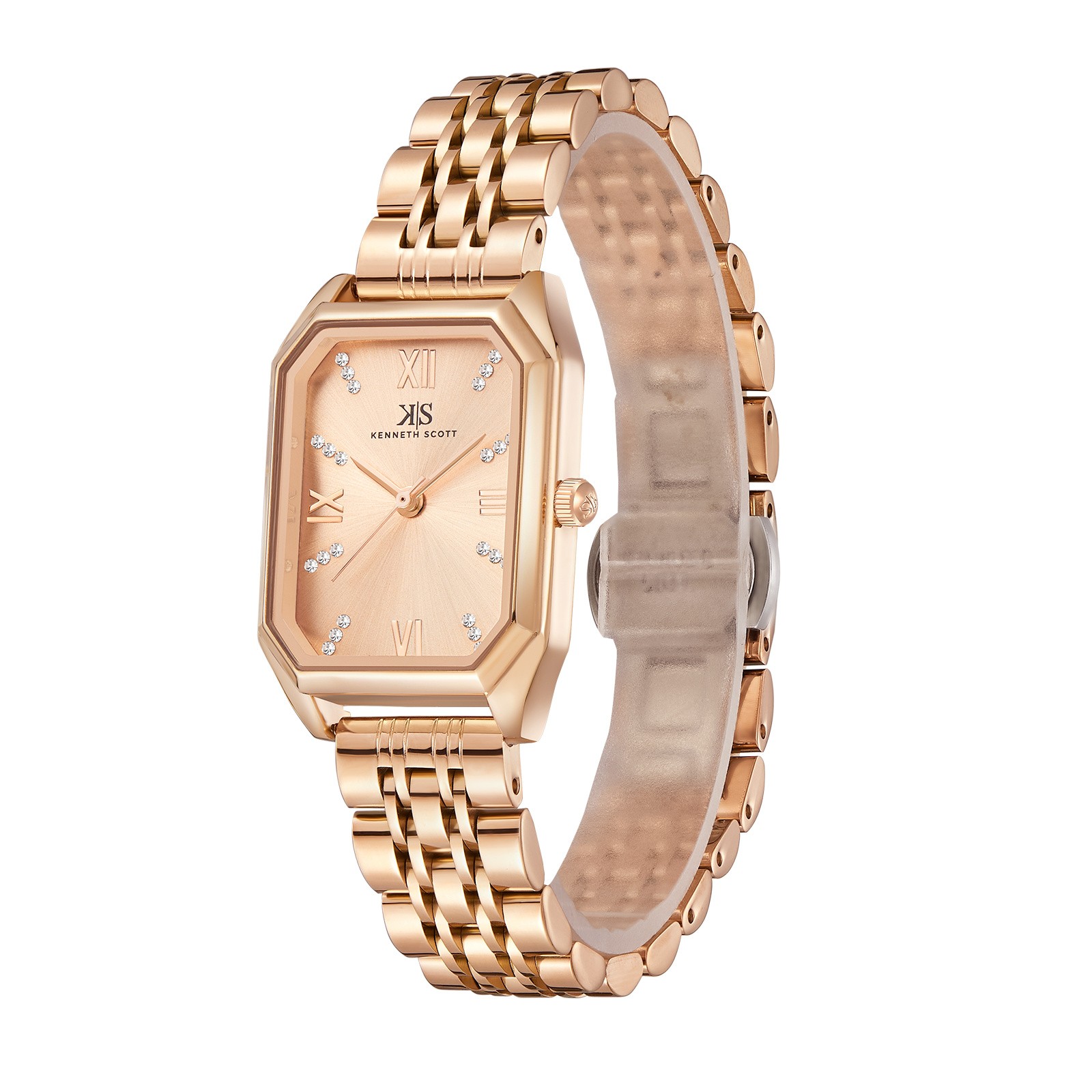 Kenneth Scott Women’s Analog Watch | Rose Gold Dial, 24mm, 30 m (3 ATM)