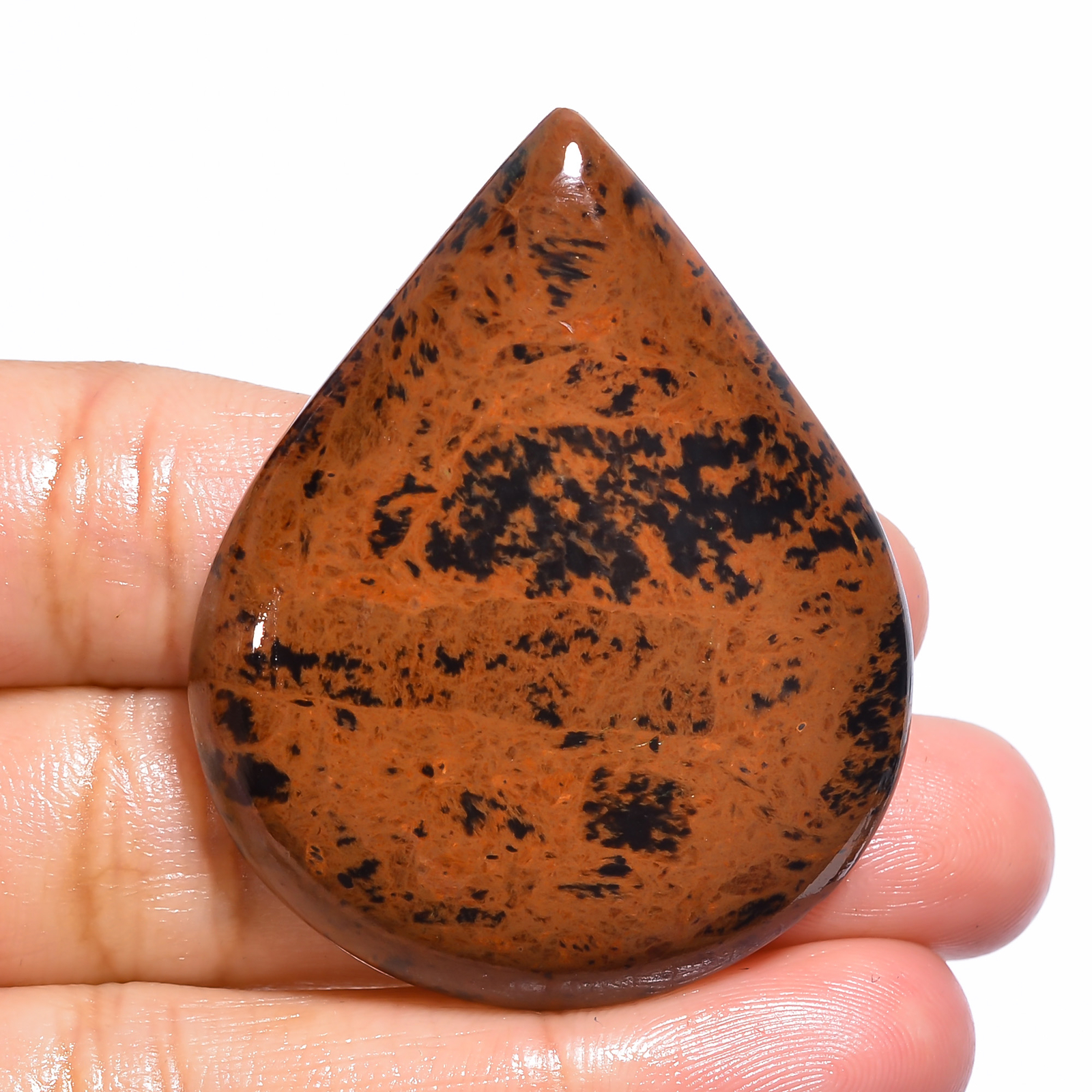 Natural Mahogany Obsidian Pear Cabochon Loose Gemstone 73.5 Ct 46X37X7mm EE26473