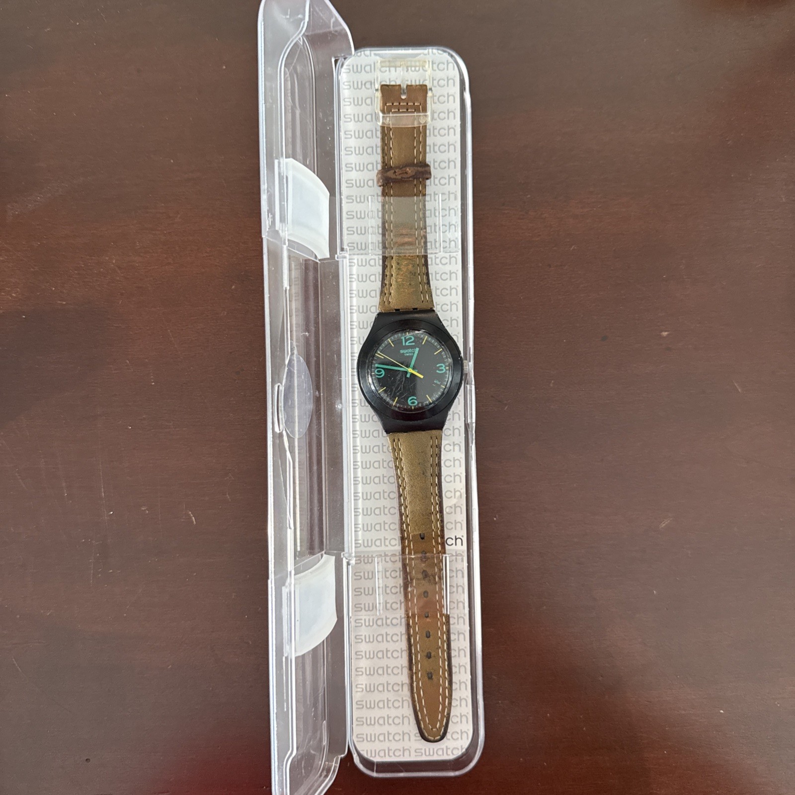 Swatch Green Drops YGB4003 Irony Big 37mm Aluminium Leather