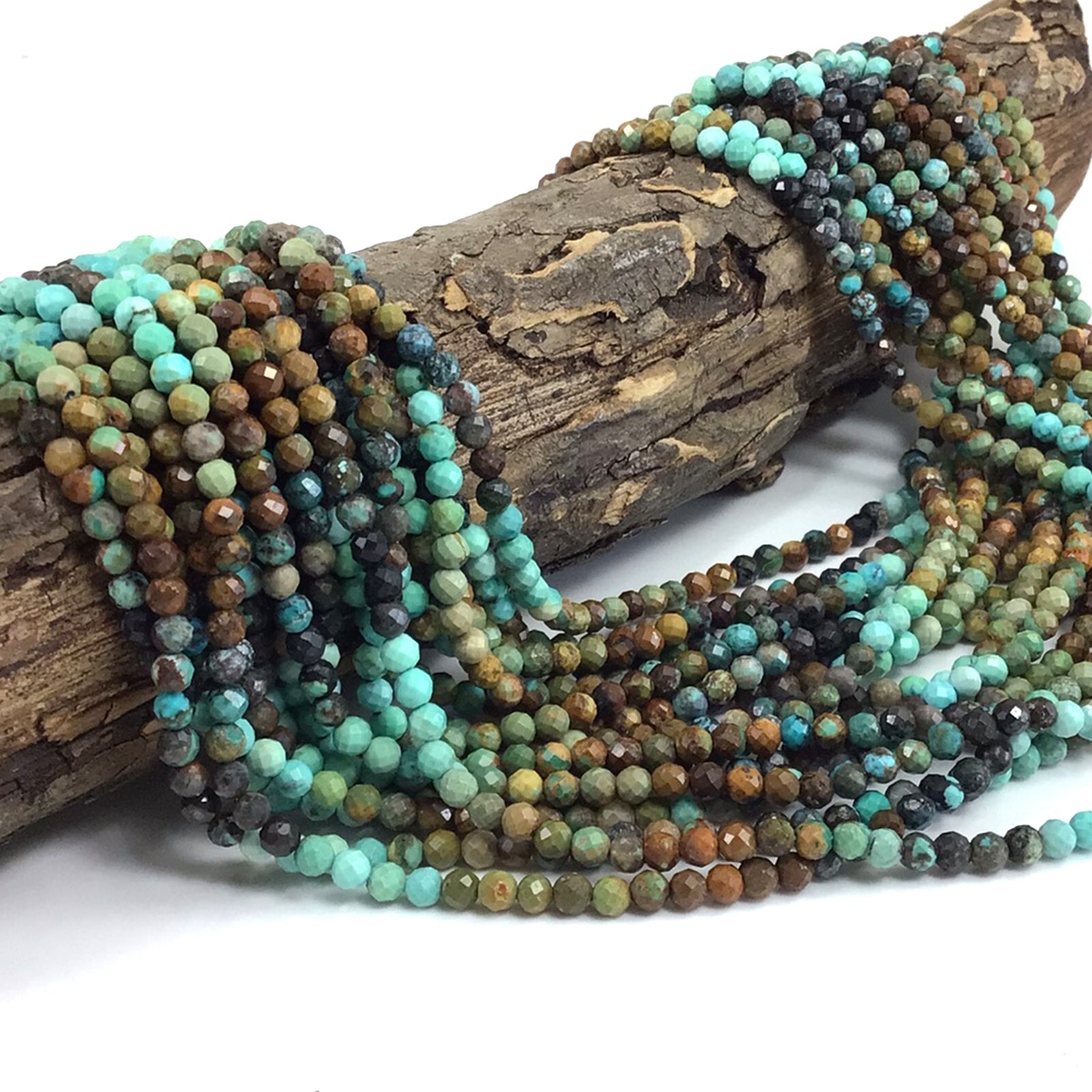 4mm Grade AAA Genuine Natural Turquoise Brown Blue Green Faceted Round Bead 15″