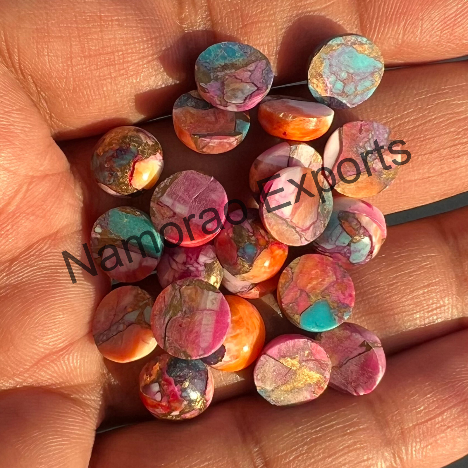 Pink Spiny Oyster Copper Turquoise Round 6 to 20 mm Cabochon Loose Gemstone Lot