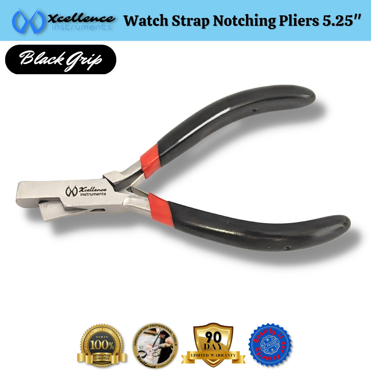 Xcellence Leather & Rubber Watch Strap Notching Pliers Repair Tools 5.25″ Black