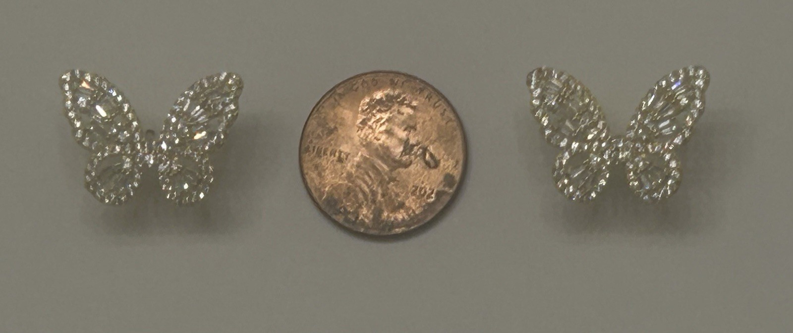 Fuzion Creations (FZN) Sterling 925 CZ Gold Tone Butterfly Earrings