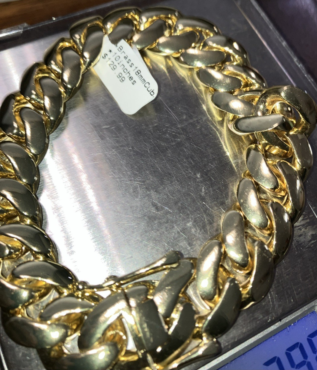 Gold-Plated Base metal Brass Jumbo Bracelet 18mm 10 Inches 129 Grams