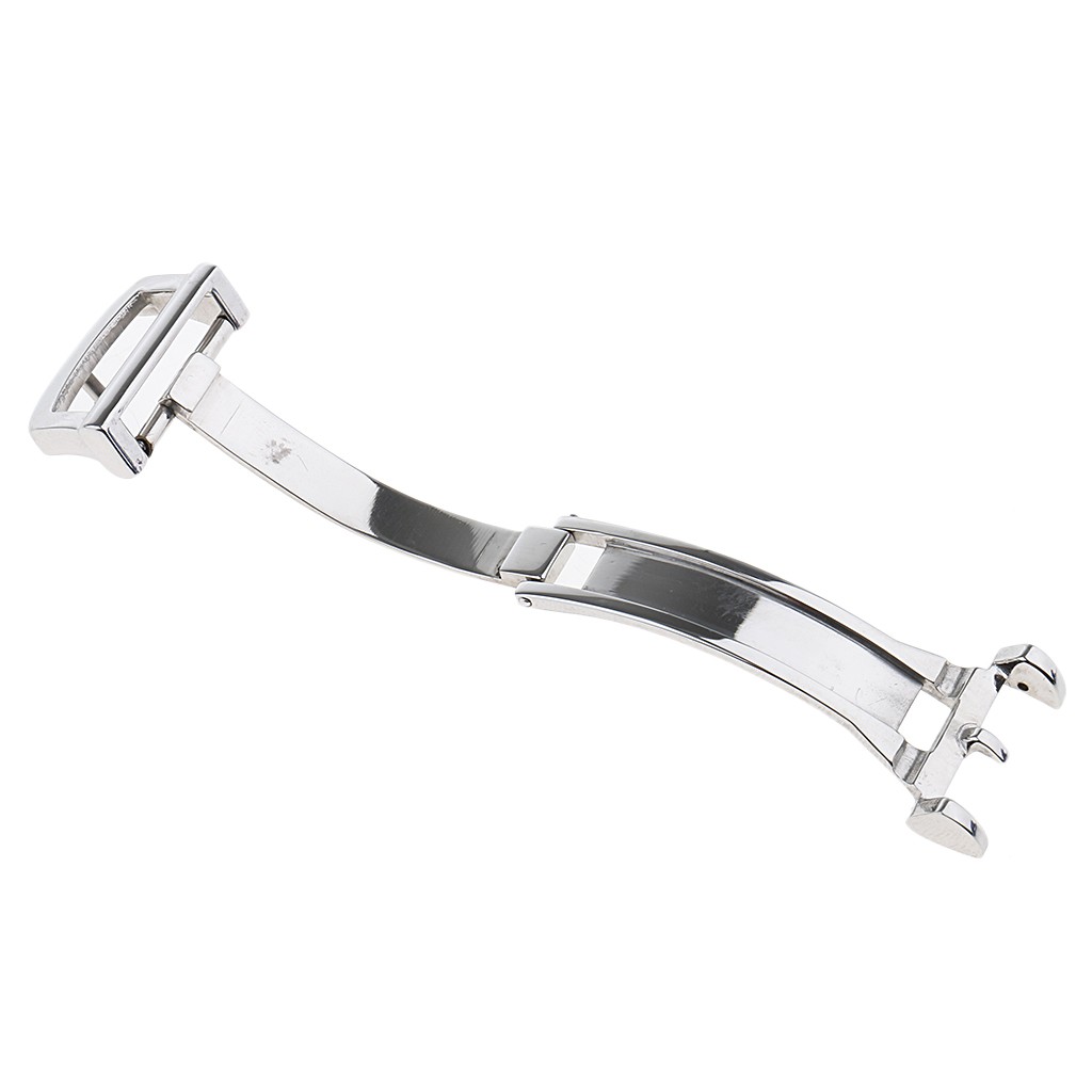 16mm Silver Stainless Steel Deployment Clasp Folding Buckle For Leather Watch