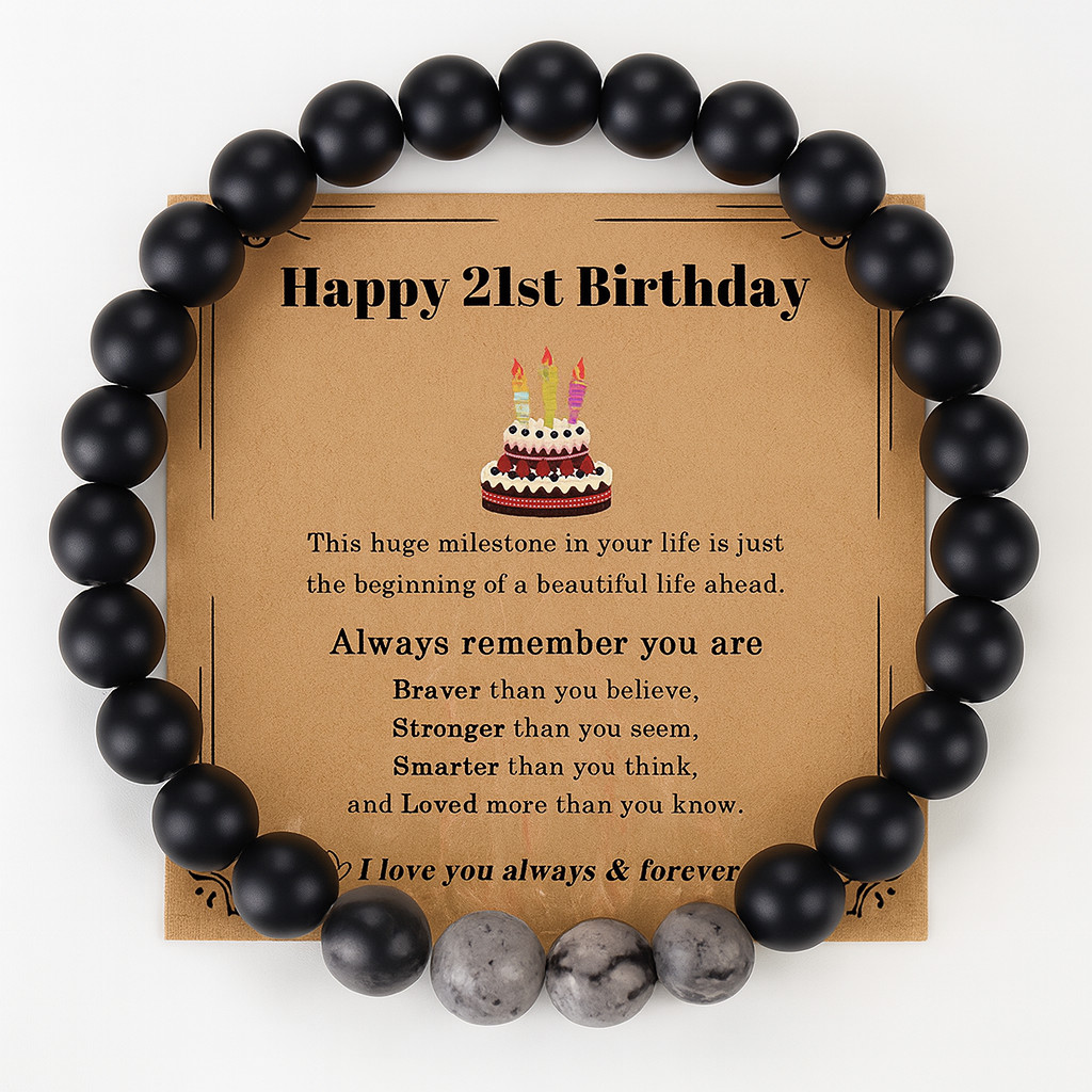 Milestone Birthday Bead Bracelet Gift for Him -21st 30th 40th 50th 60th 70th Men