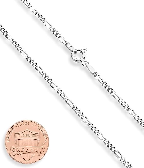 “Collar Cadena Eslabones Figaro De Plata Esterlina Italiana 925 Solida De 2.3 Mm