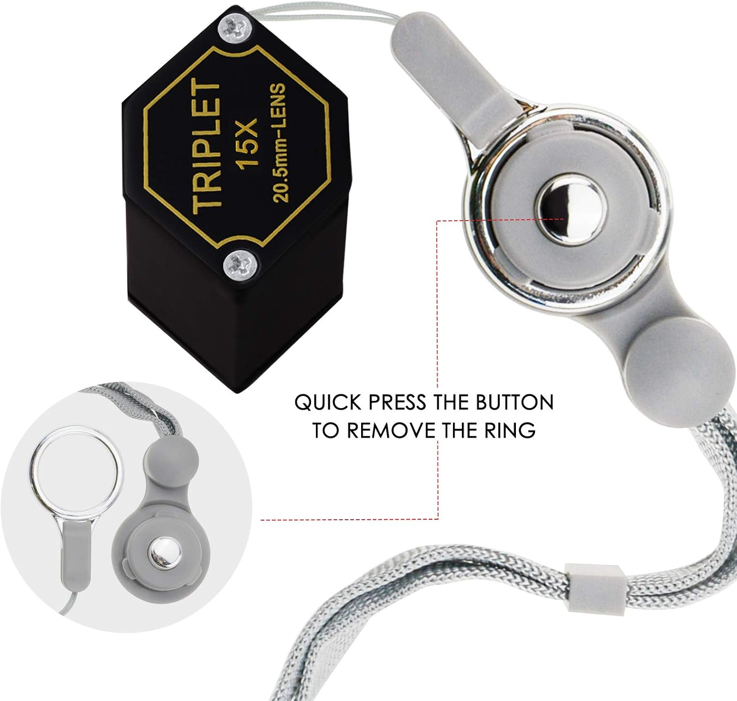 15X Magnifier Jewelry Loupe 20.5Mm Triplet Lens Optical Glass Pocket Gem Magnify