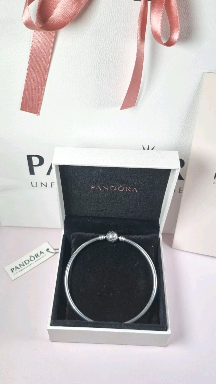 Pandora Sterling Silver Moments Bangle 21cm, NEW With Packaging. Rrp £65.00