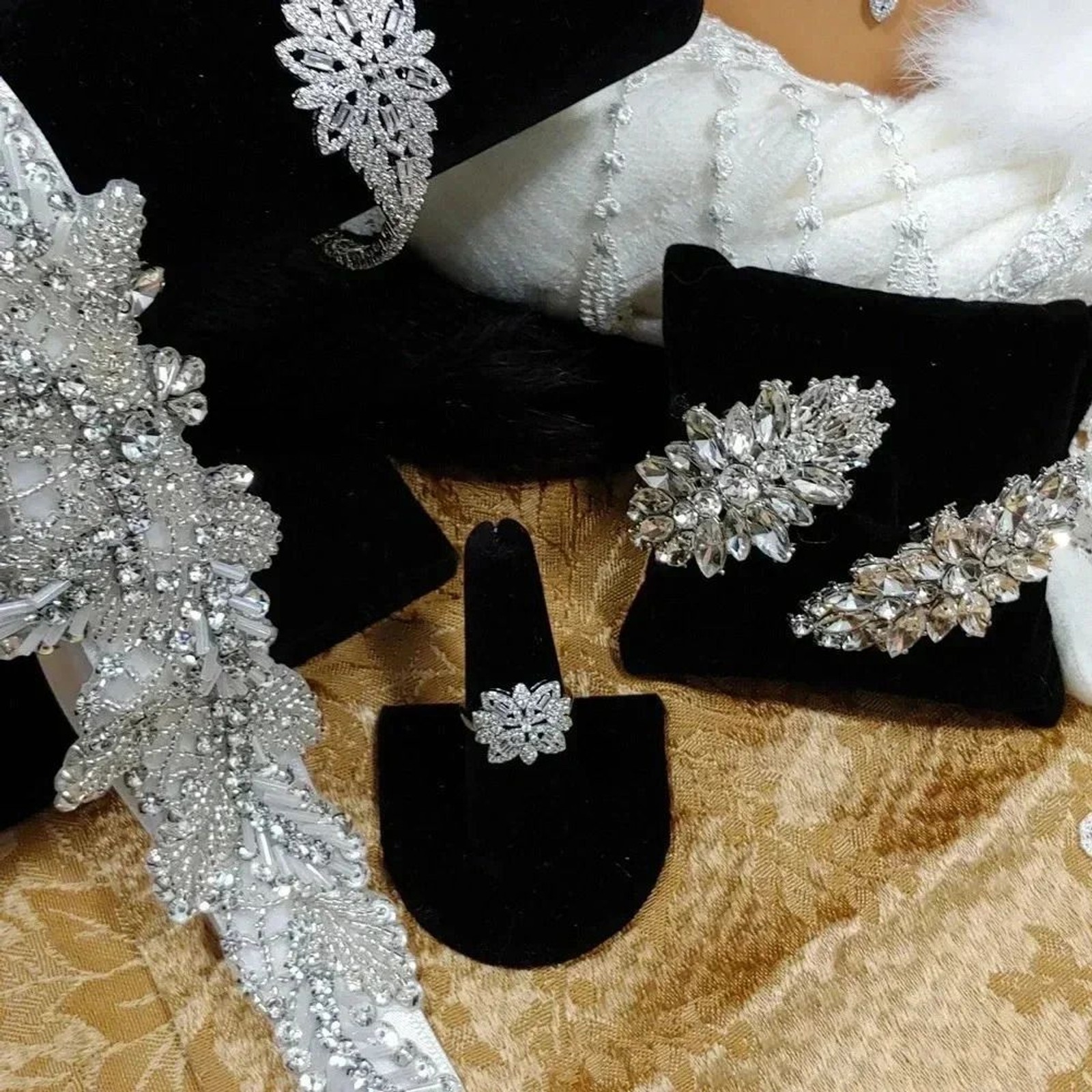 7pc Handmade Unique One-Of-A-Kind Bridal Tiara Package
