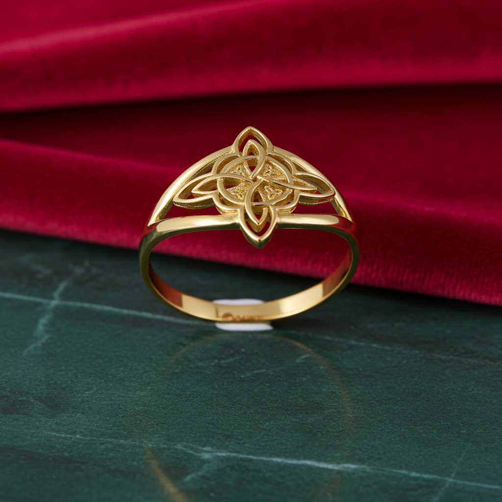 Gold Celtic Trinity Knot Triquetra Ring