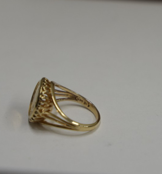 1851 US $1 Gold Piece Type 1 in 14k Ring Size 7 1/2 6.51 Grams