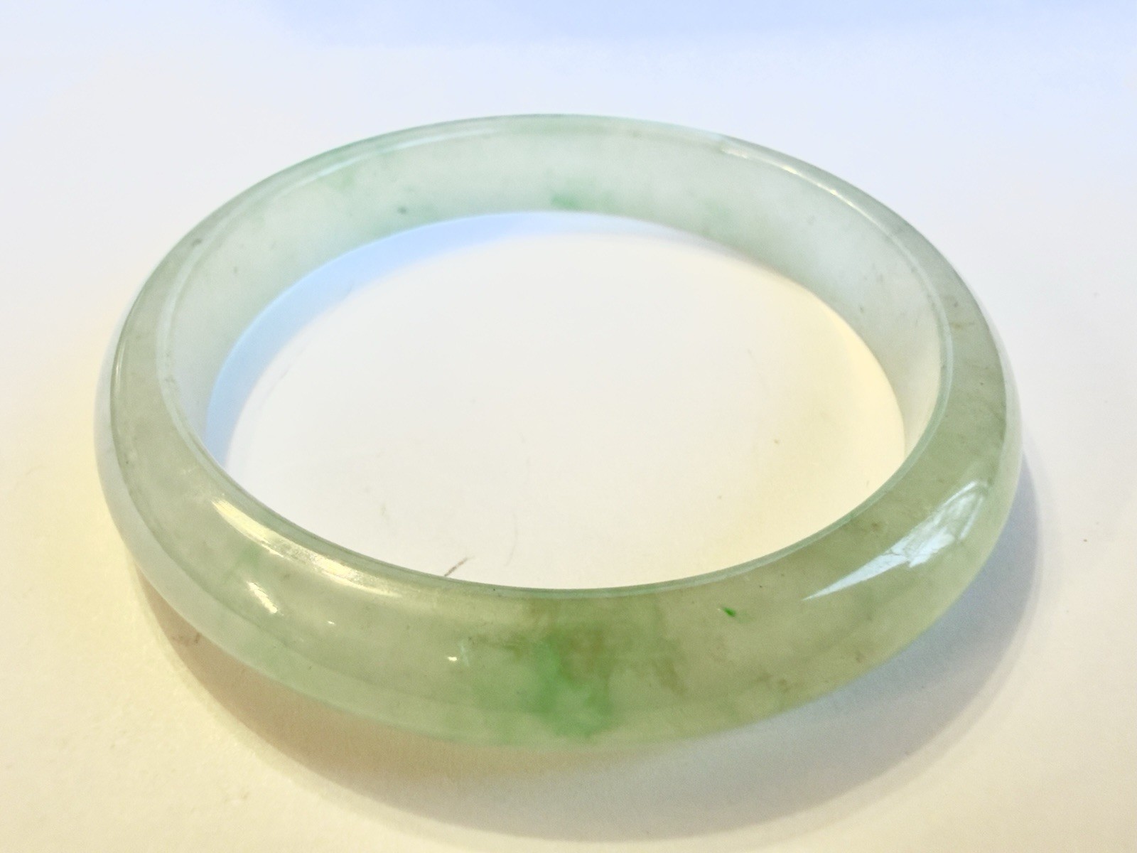 Vintage JADE Bangle Bracelet, Icy Green, Semi-translucent, 40g