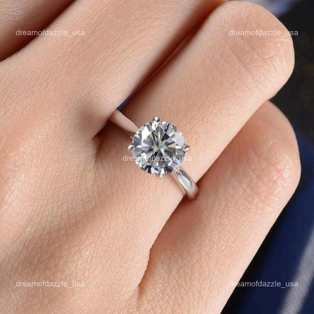 14K White Gold Lab Grown Diamond No Stone Statement Anniversary Solitaire Ring