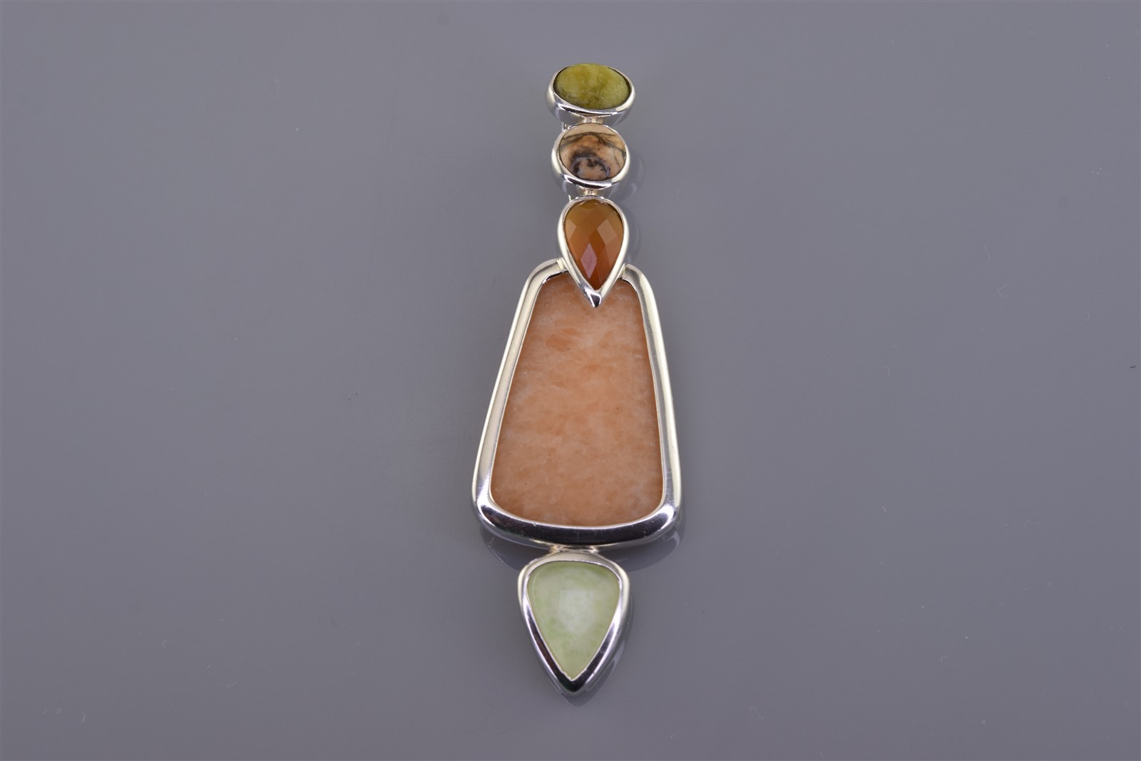 Whitney Kelley Sterling Silver 61mm x 20mm Jasper Agate Aventurine 925 Pendant
