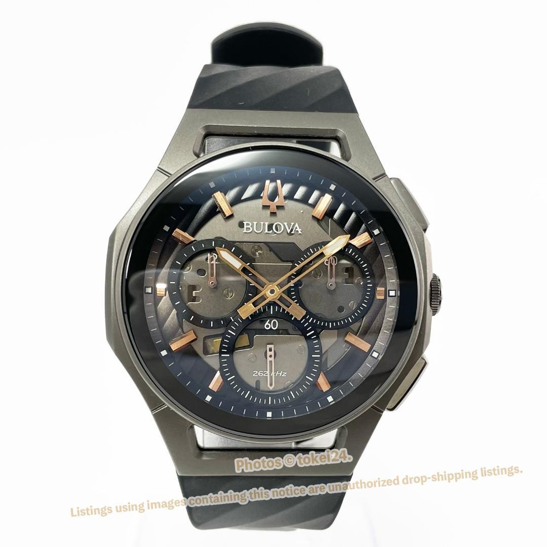 BULOVA Curv Chronograph 98A162 Black Dial Titanium Quartz with Box
